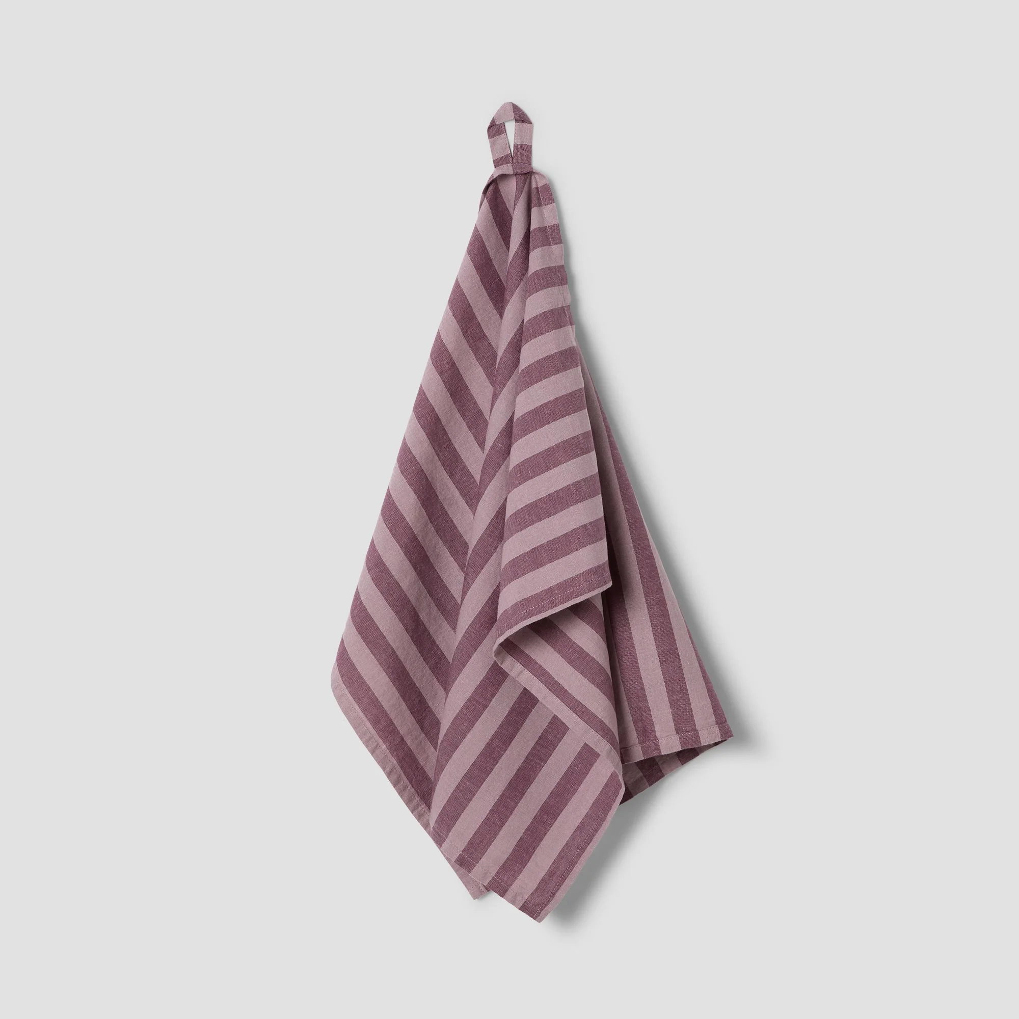 Casual Plum Wine Pembroke Stripe Linen Blend Tea Towel Top-Quality