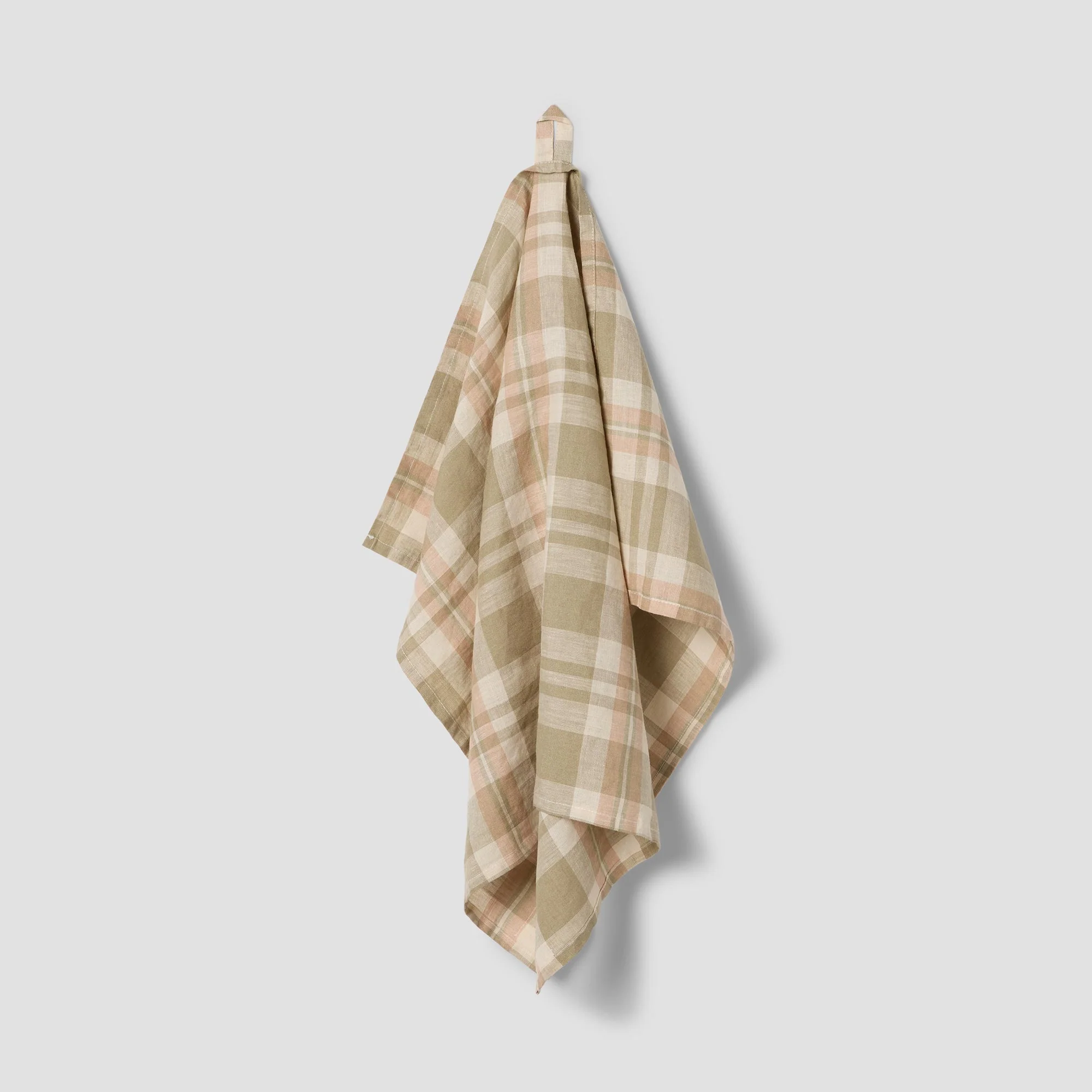 Crafted Taupe Check Linen Tea Towel Proven