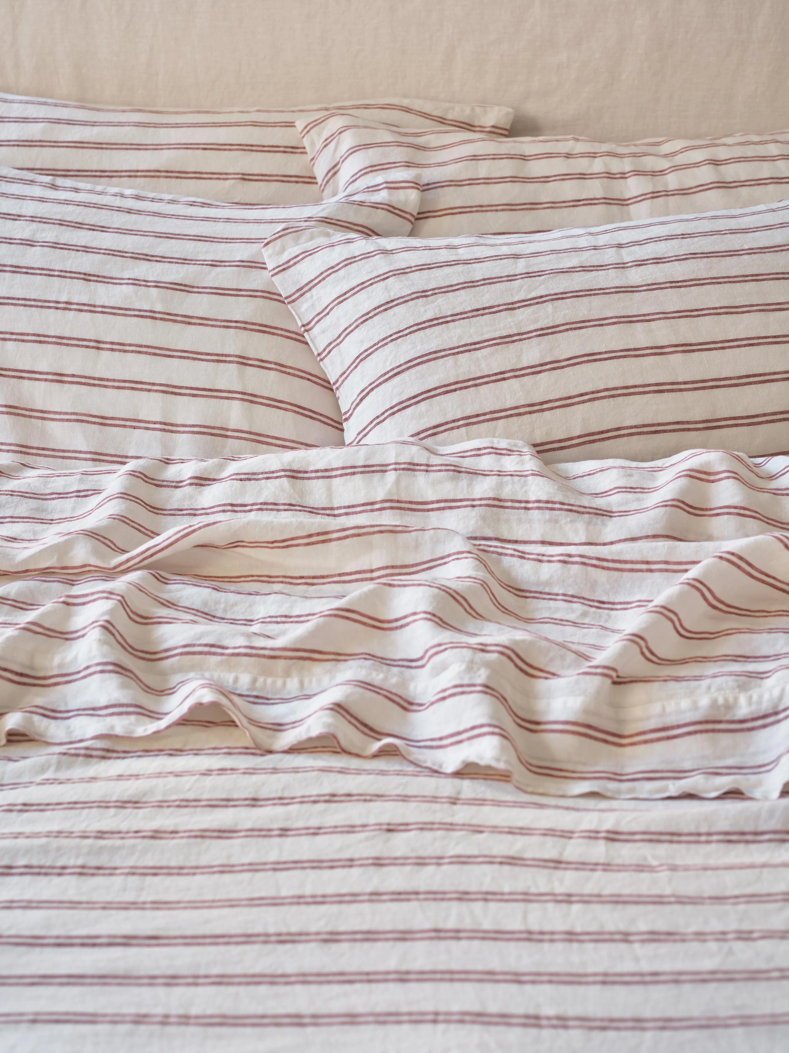 Outstanding Rhubarb Kemptown Stripe Linen Blend Pillowcase Pair Sophisticated