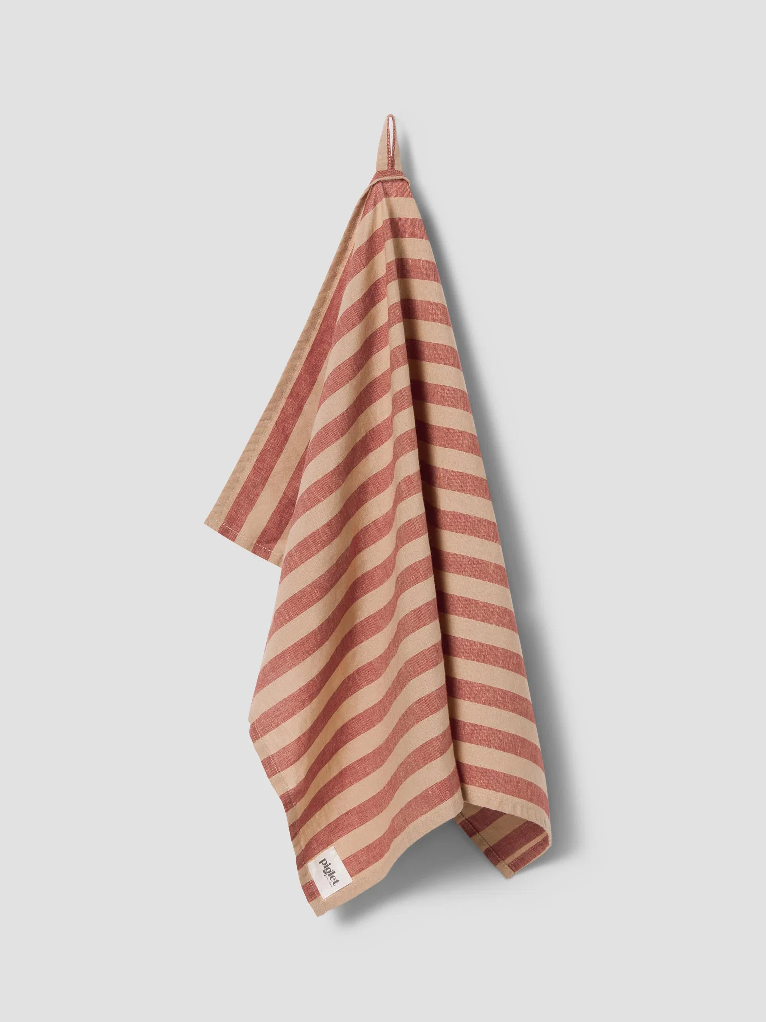 Fine Crafted Sandstone Red Pembroke Stripe Linen Blend Tea Towel Functional