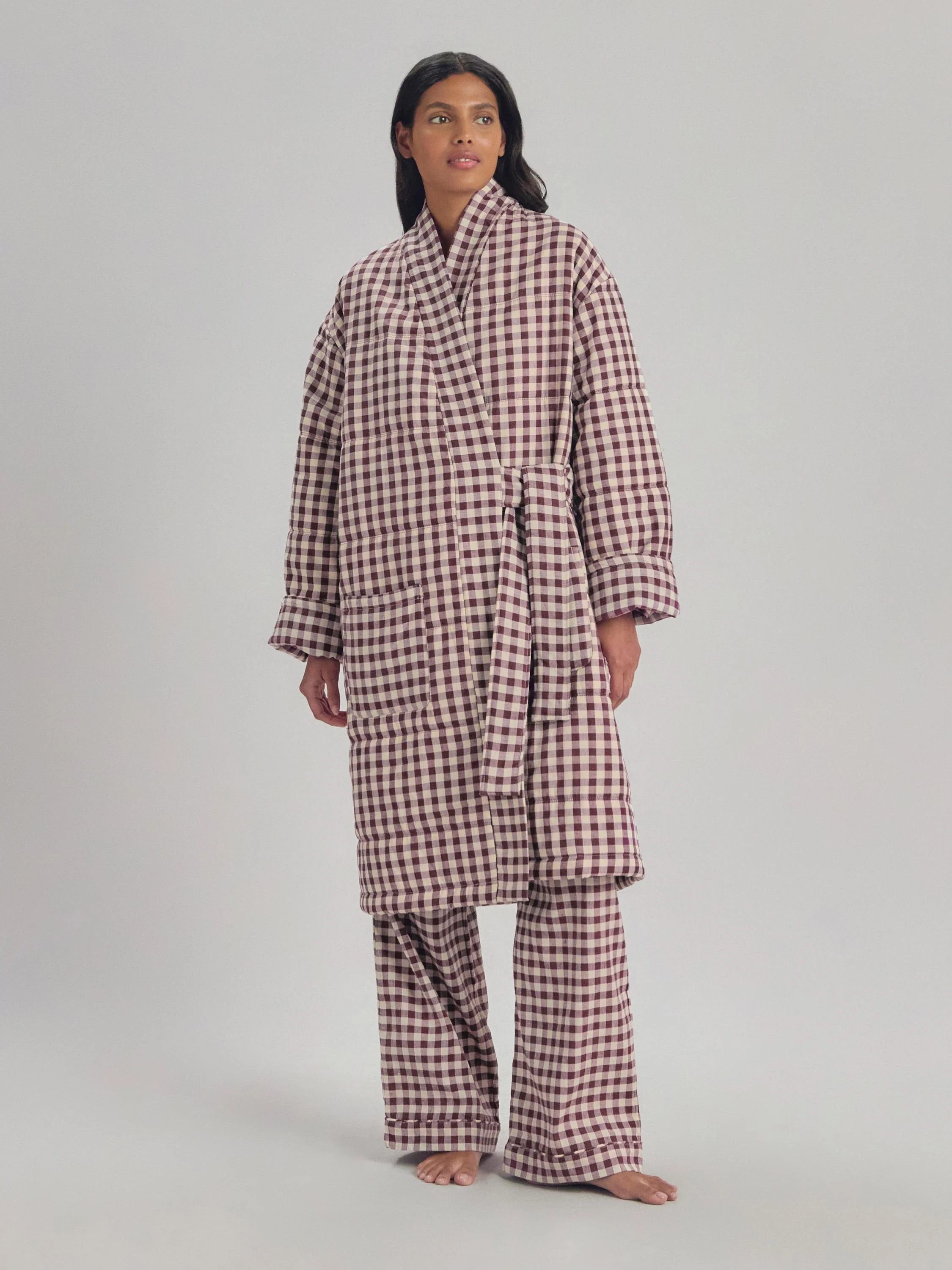 Expertly Made Berry Gingham Linen Blend Housecoat Proven
