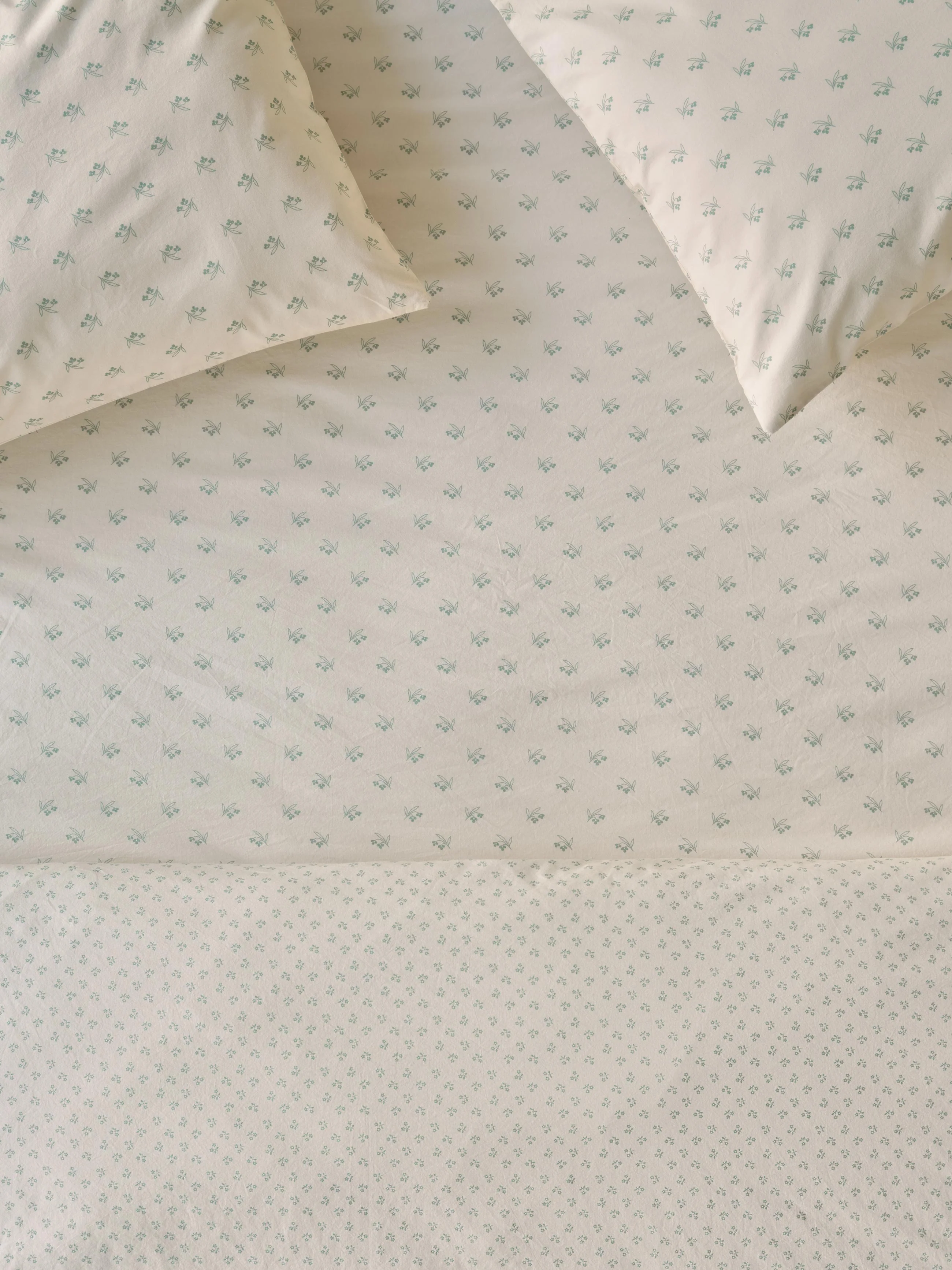 Excellent Mellow Green Martha Floral Cotton Fitted Sheet Environmentally Friendly