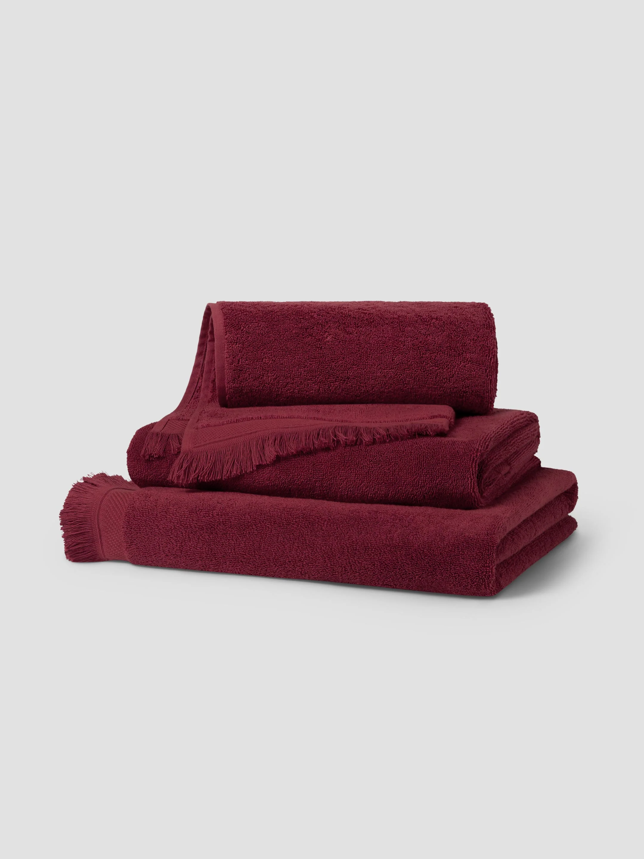 Casual Rhubarb Fringe Edge Cotton Towels Responsible