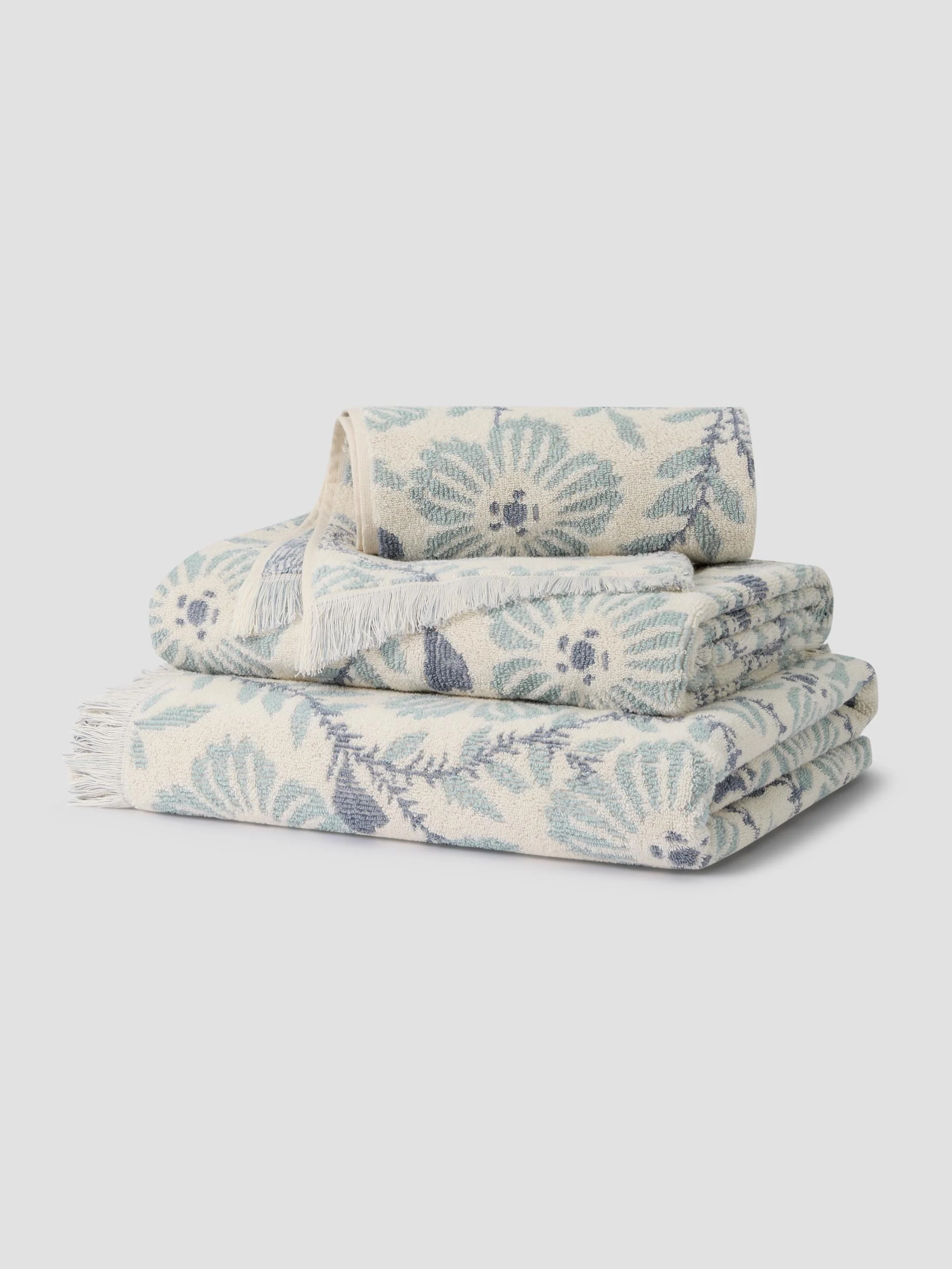Next-Generation Dusk Blue Folk Floral Cotton Towels Professional