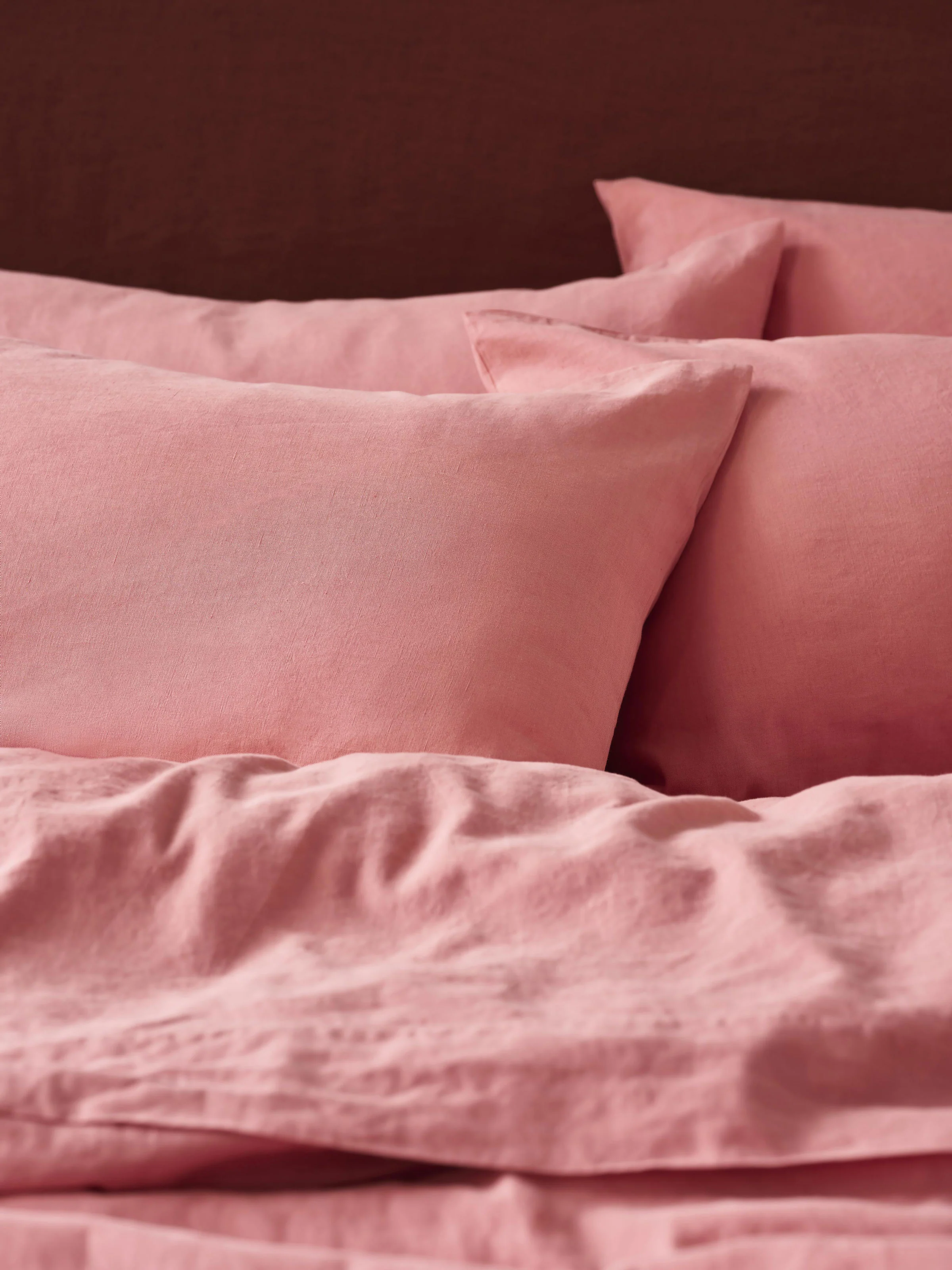 Excellent Dusty Pink Linen Blend Pillowcases Pair High-Grade
