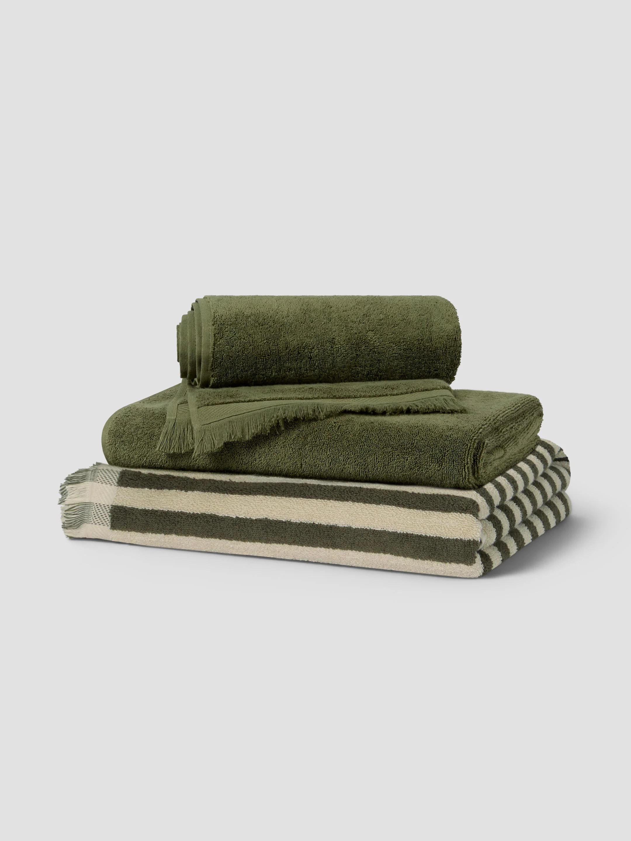 Top-Quality Olive Green Cotton Towel Duo Original