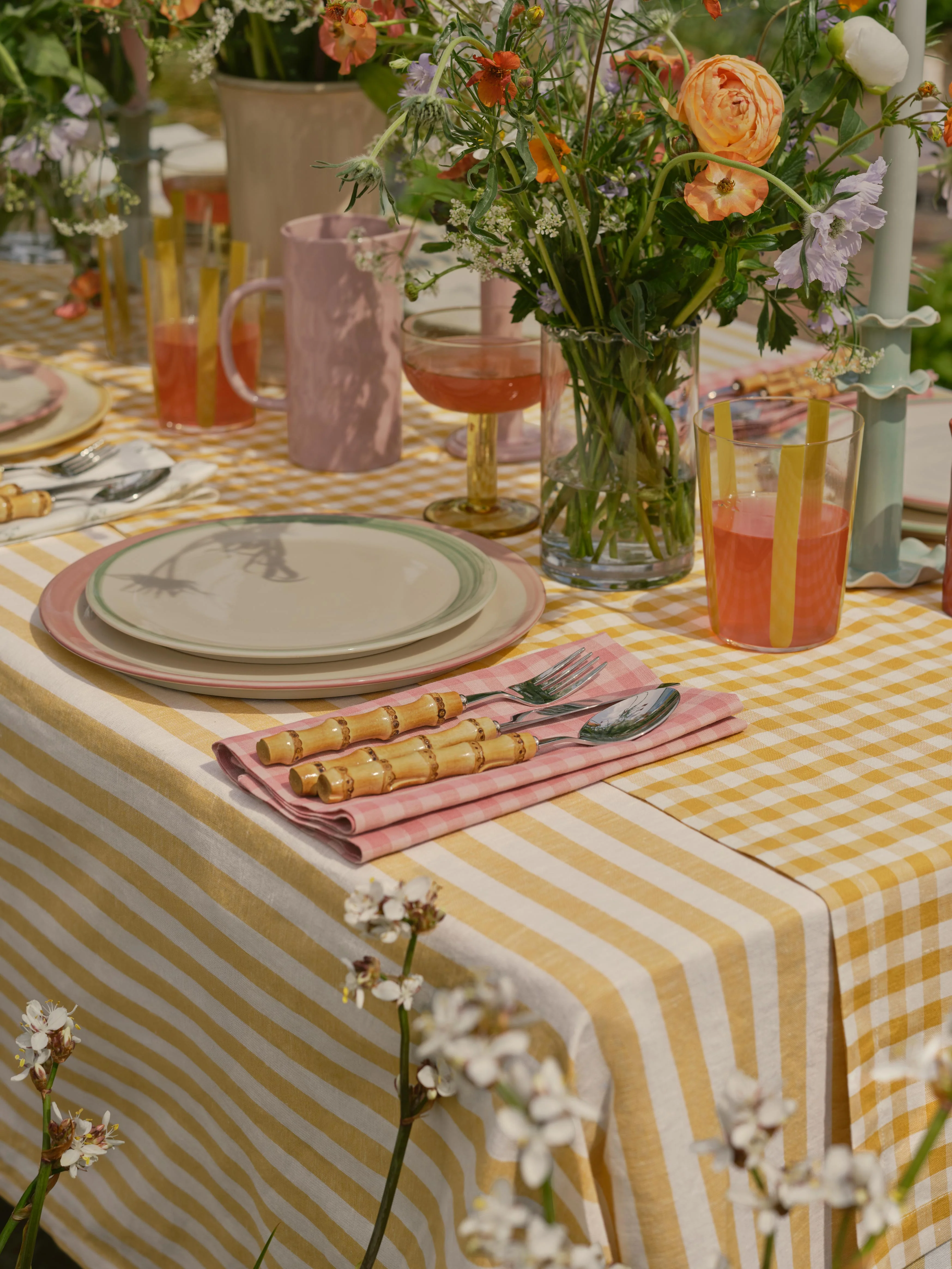 Prestigious Honey Gingham Linen Blend Table Runner Healthy