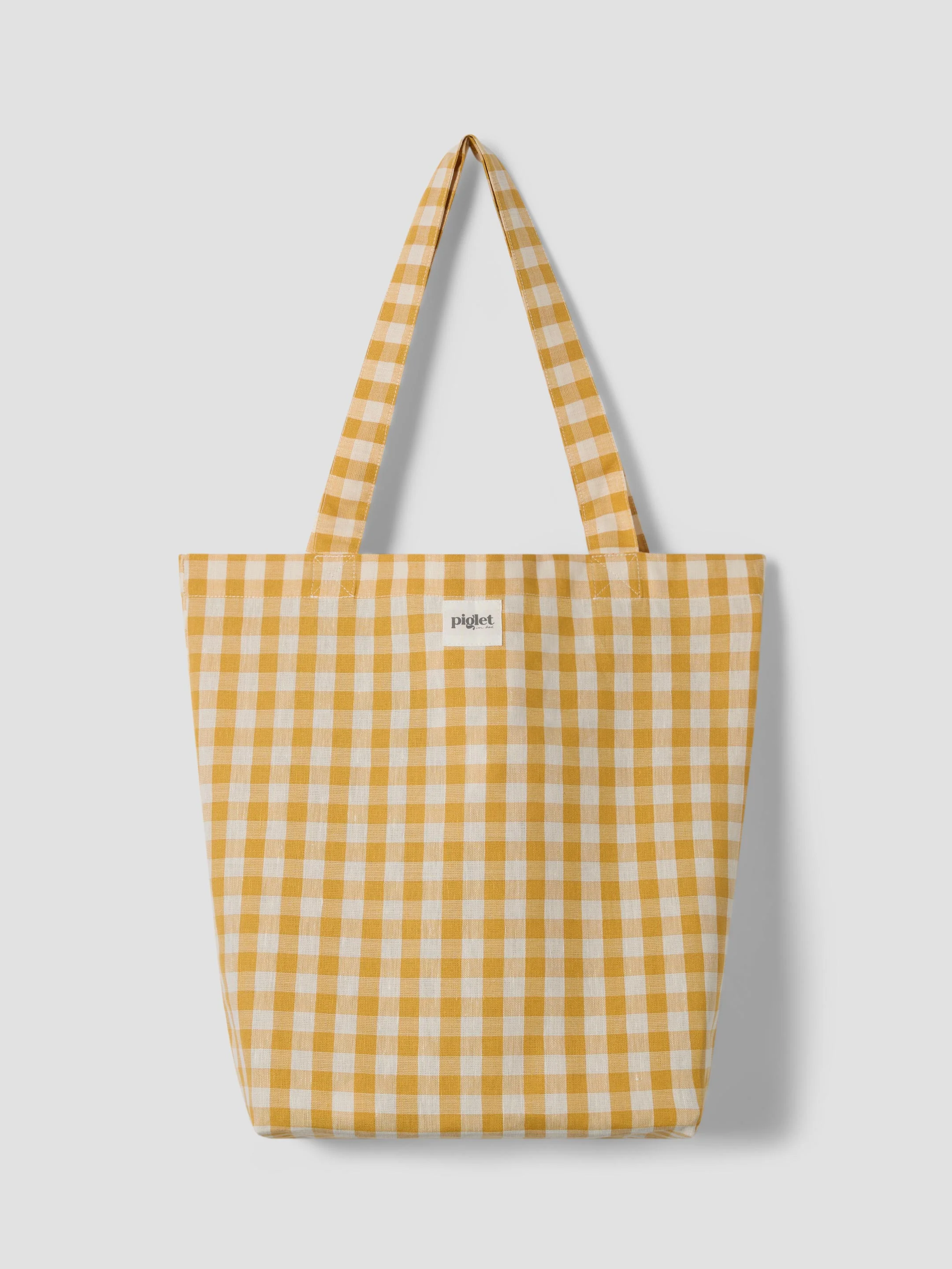 Pure Honey Gingham Linen Blend Tote Bag Casual