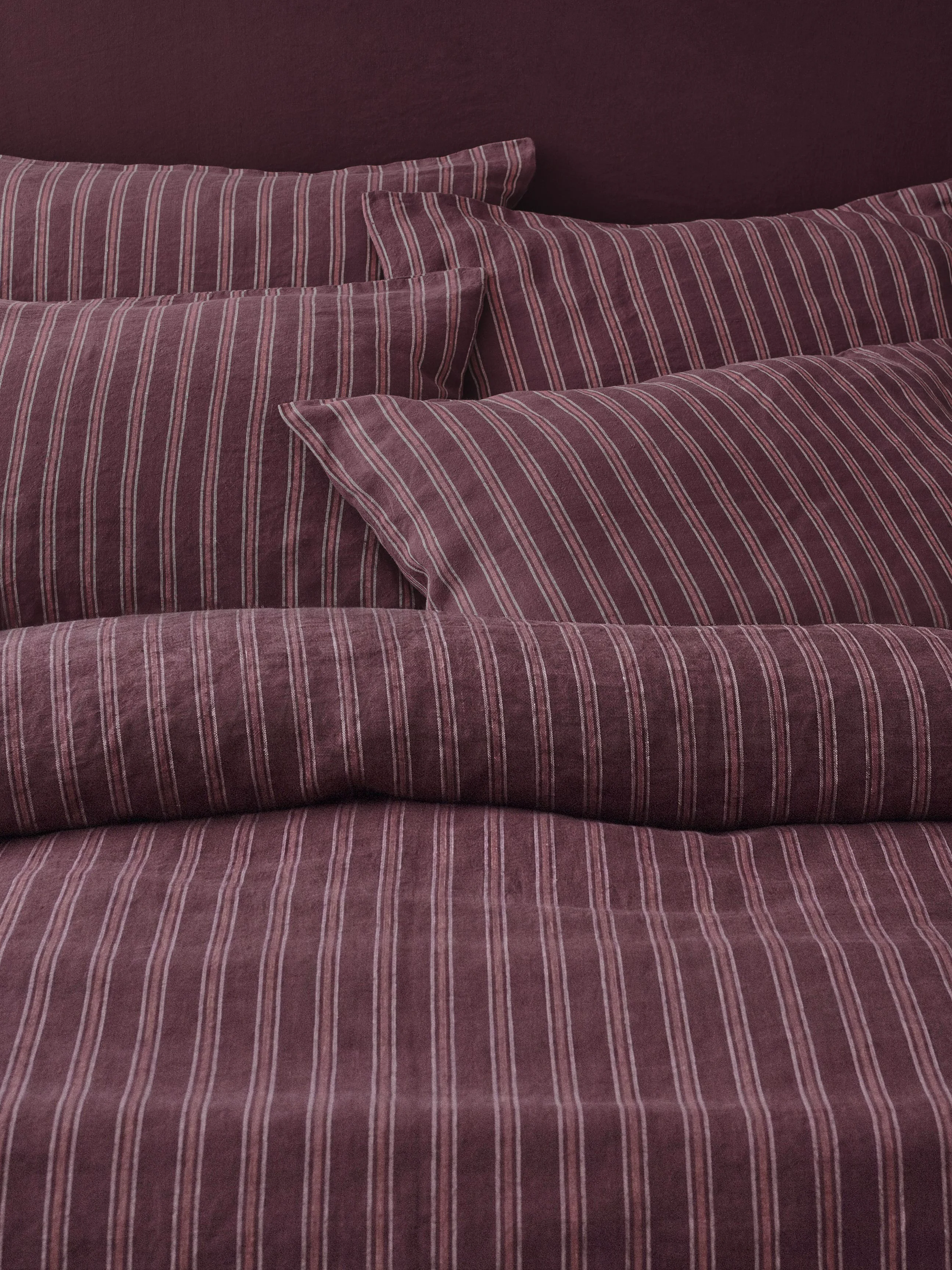 Reusable Berry Walderton Stripe Linen Pillowcases Pair Carefully Designed