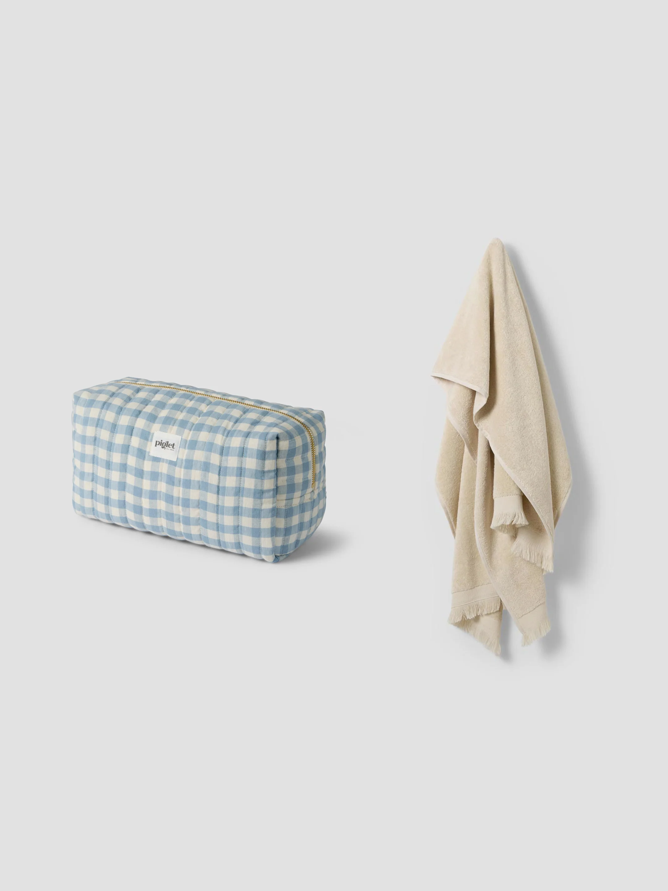 Trusted Warm Blue Gingham Wash Bag Birch Towels Bundle Fast