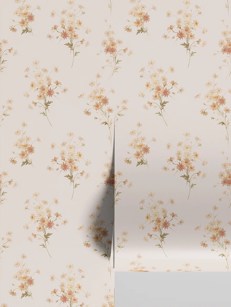 Clean Cream Blush Daisy Bouquet Wallpaper Crafted