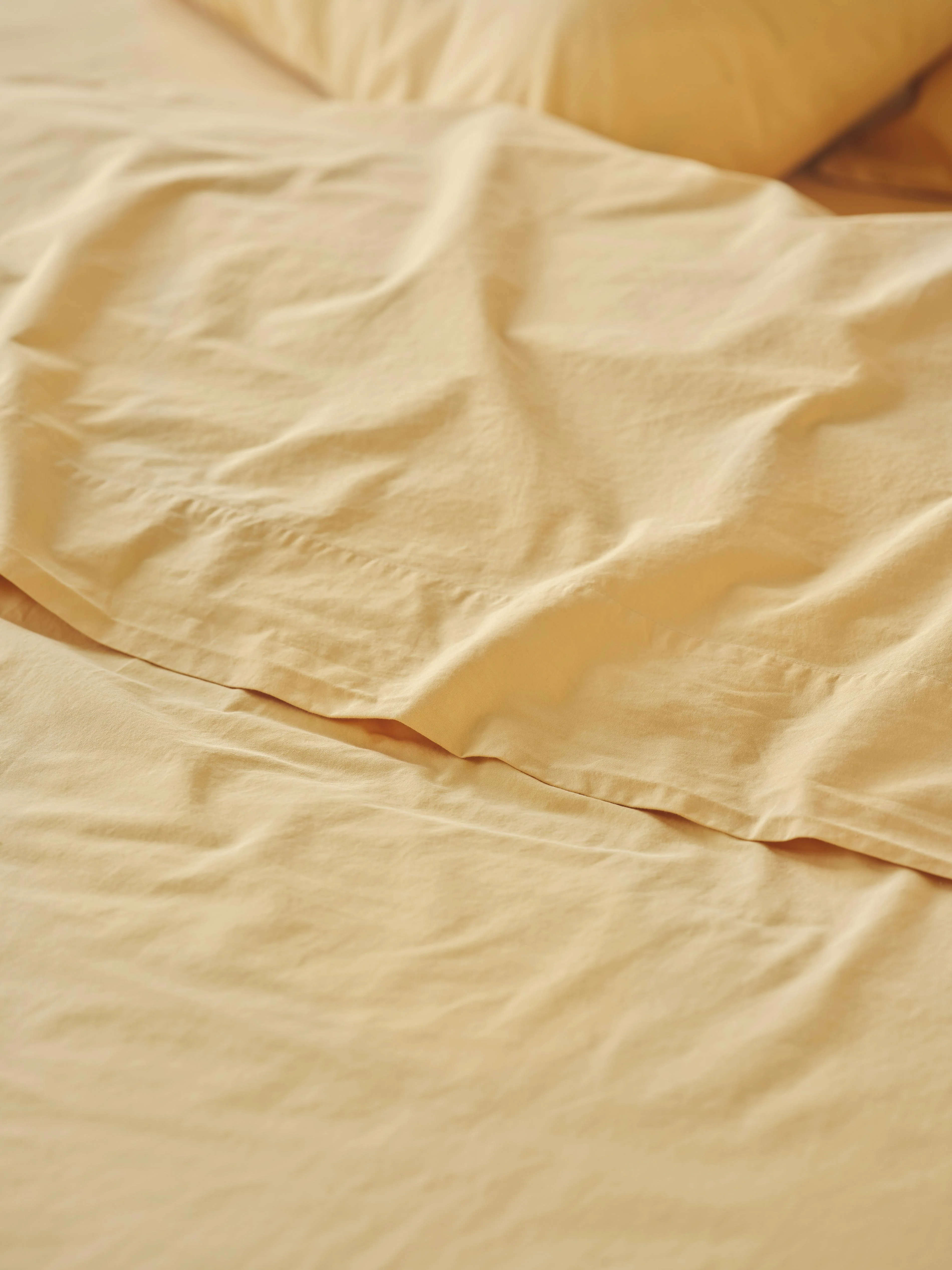 Trusted Butter Yellow Washed Cotton Percale Flat Sheet Top-Quality