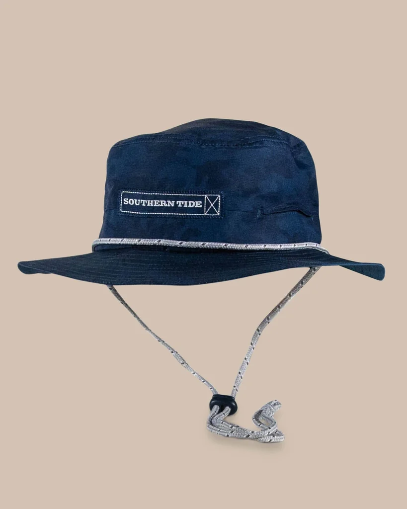 Flexible Waterway Camo Print Performance Sun Hat – Navy Long-Lasting