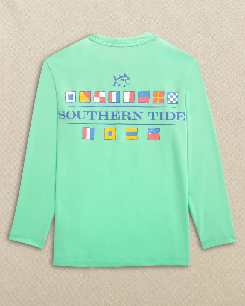 Refined Kids Nautical Flags Long Sleeve Performance T-Shirt Advanced