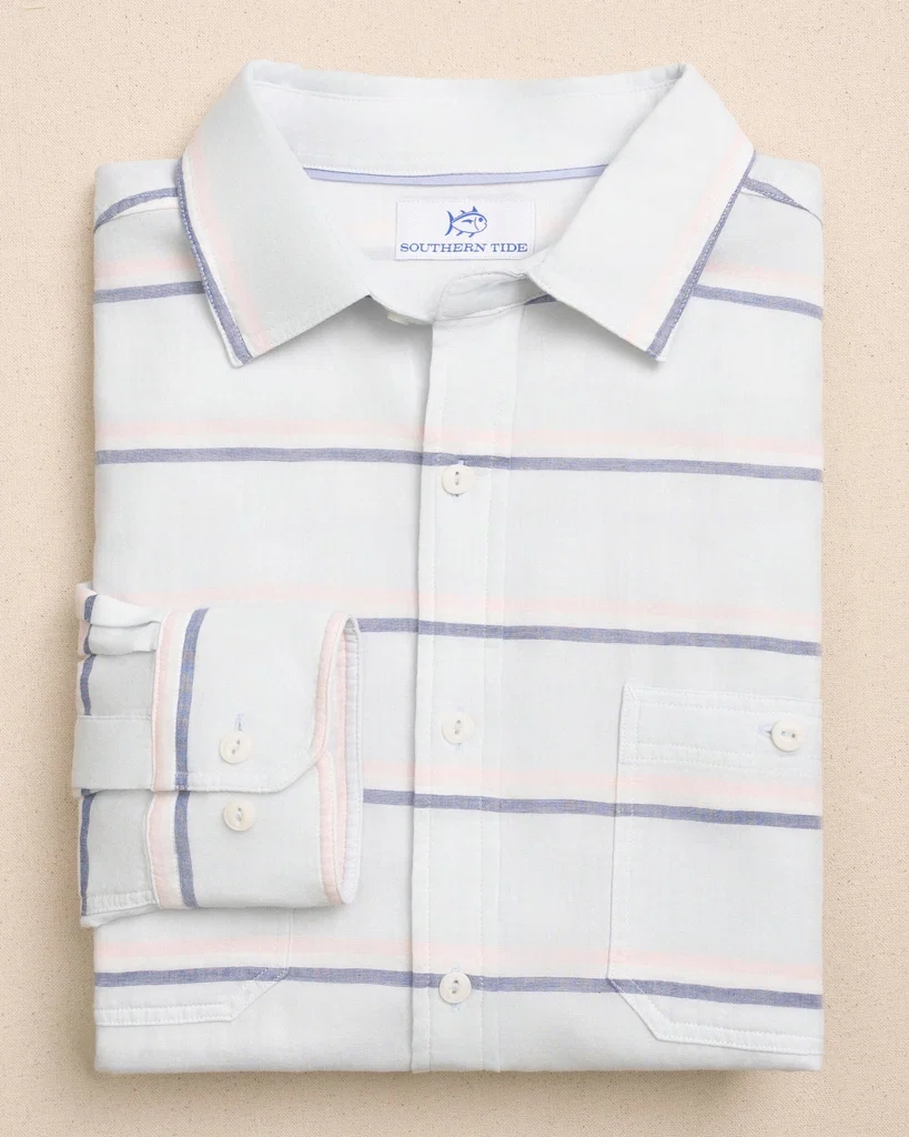 Relaxed Sunset Bay Stripe Double Cloth Sport Shirt Sustainable