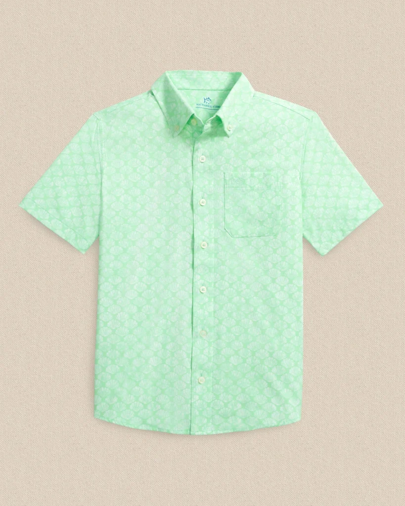 Traditional Boys Seashell Cove Coastal Breeze® Short Sleeve Sport Shirt Fashionable