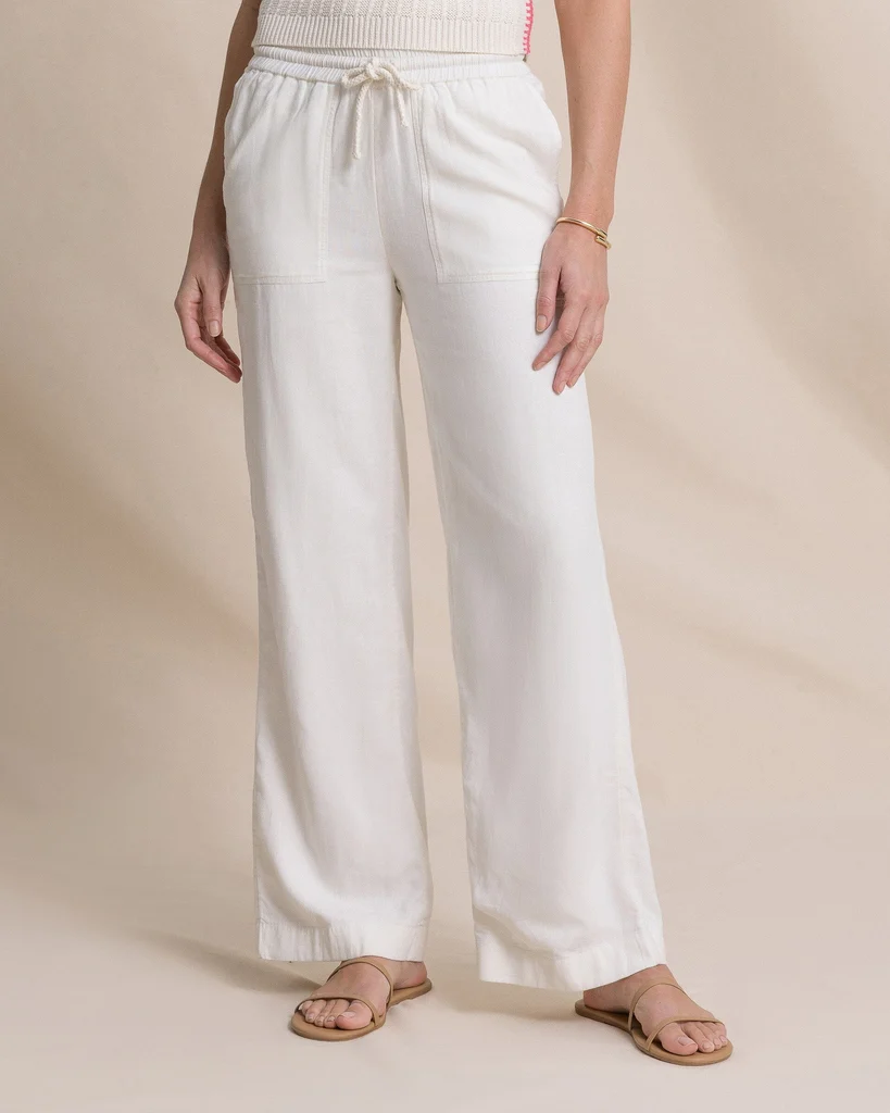 Detailed Laken Linen Wide Leg Pant Easy-to-Use
