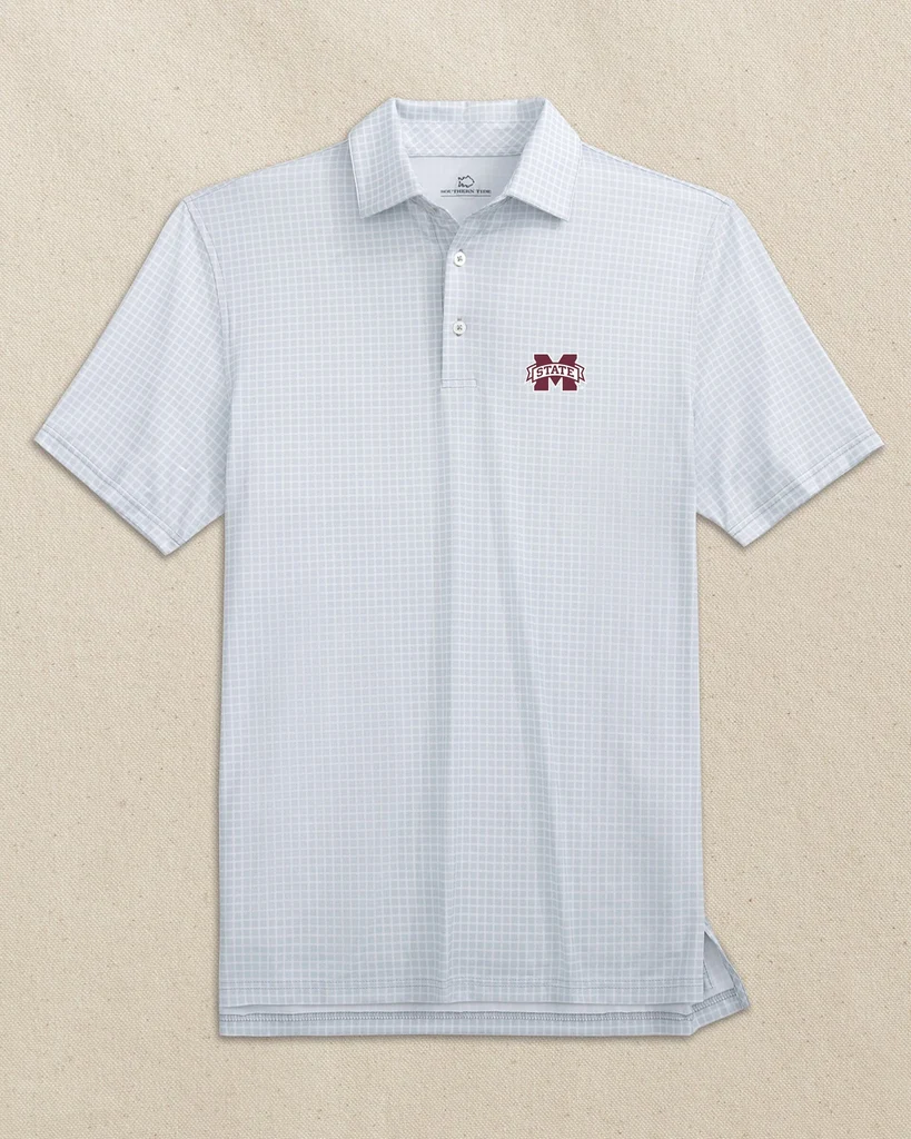 Professional Mississippi State Bulldogs Driver Dunes Edge Plaid Polo Excellent