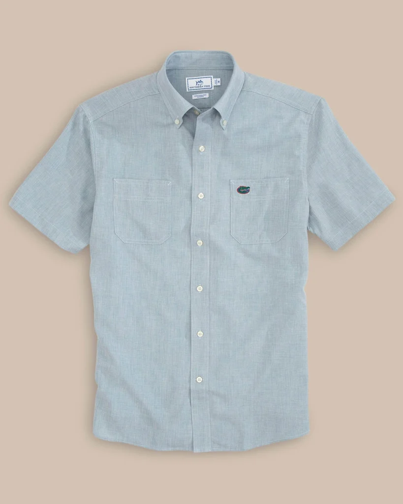 Long-Lasting Florida Gators Short Sleeve Button Down Dock Shirt Contemporary