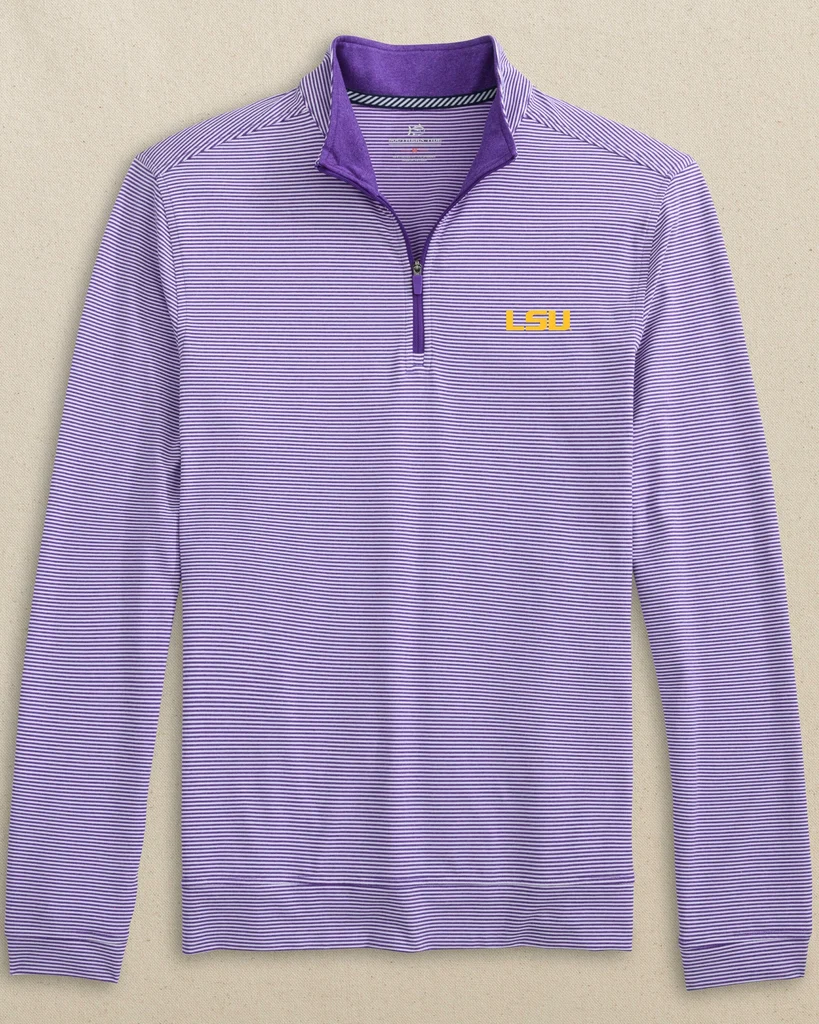 Artisan LSU Tigers Cruiser Micro-Stripe Heather Quarter Zip Premium Material