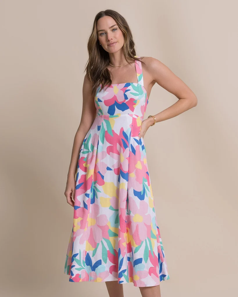 Durable Cinzia Printed Cross Strap Dress Green