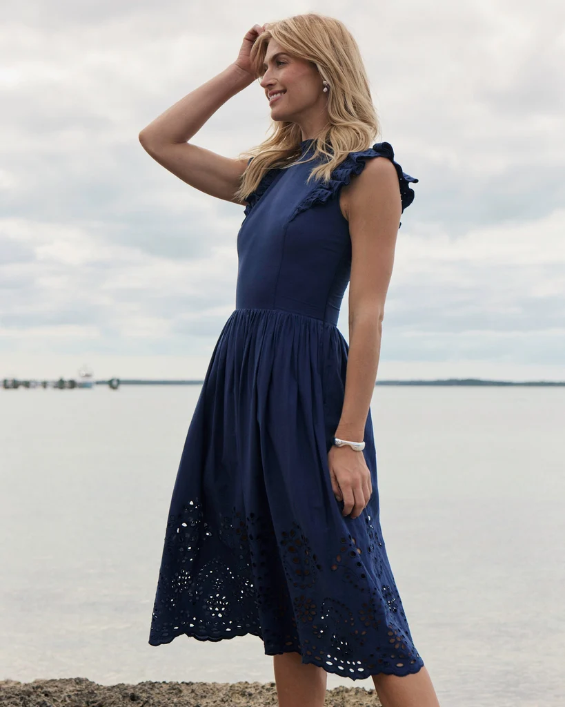 Healthy Rebekah Eyelet Midi Dress Convenient