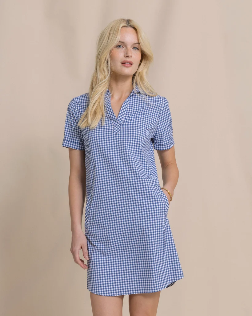 Flexible Kamryn Gingham Coastal Breeze® Dress Pure