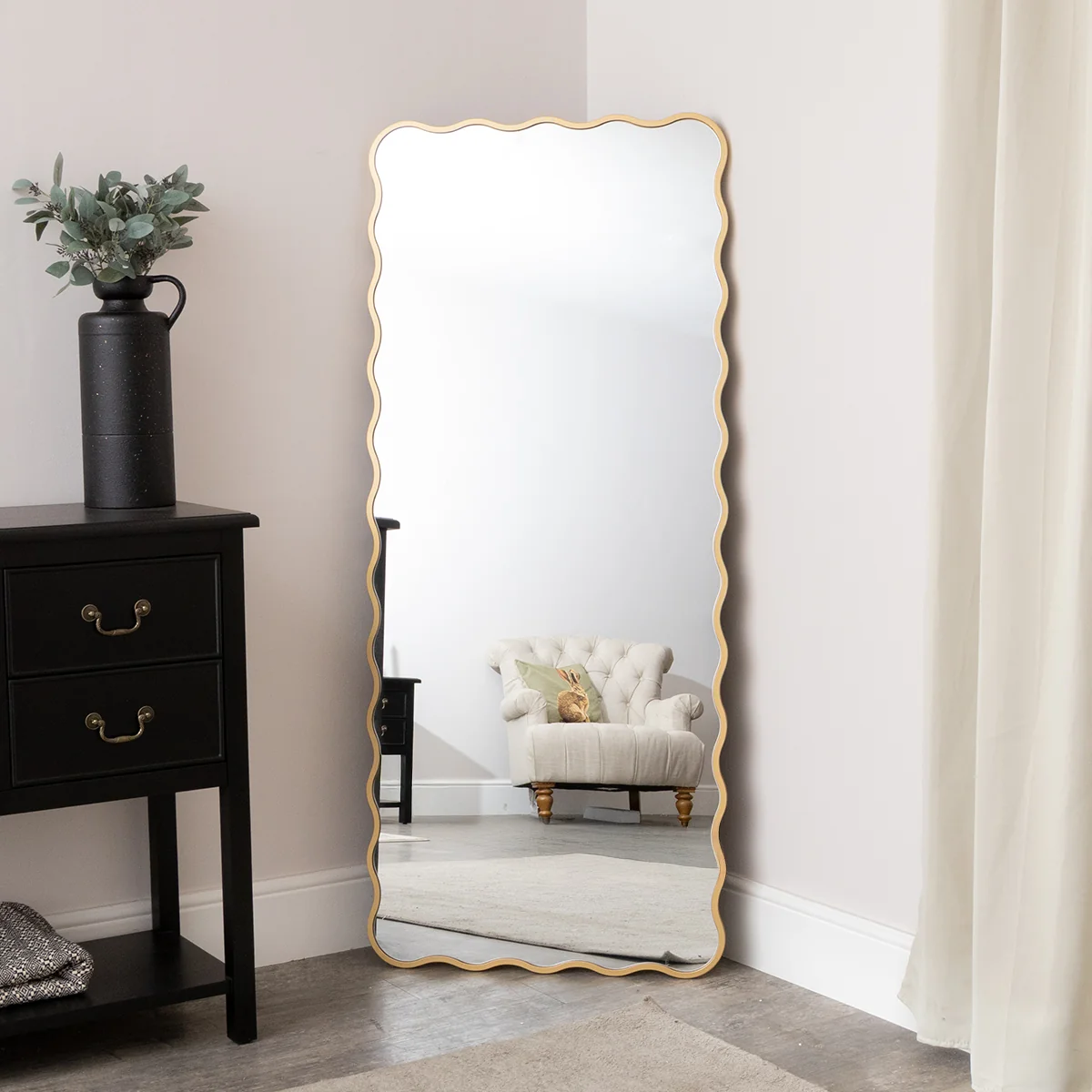 Artisan Gold Full Length Wavy Mirror – 70cm x 165cm High-End