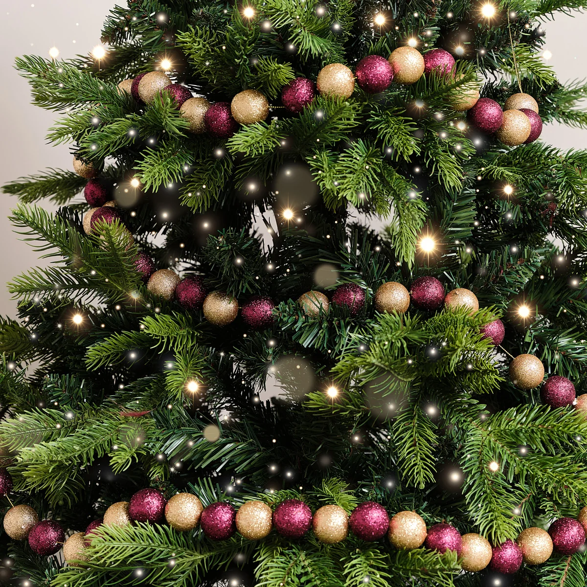Comfortable Dark Pink Gold Glitter Bauble Ball Garland 180cm 1.8m 70.8′ High-Performance