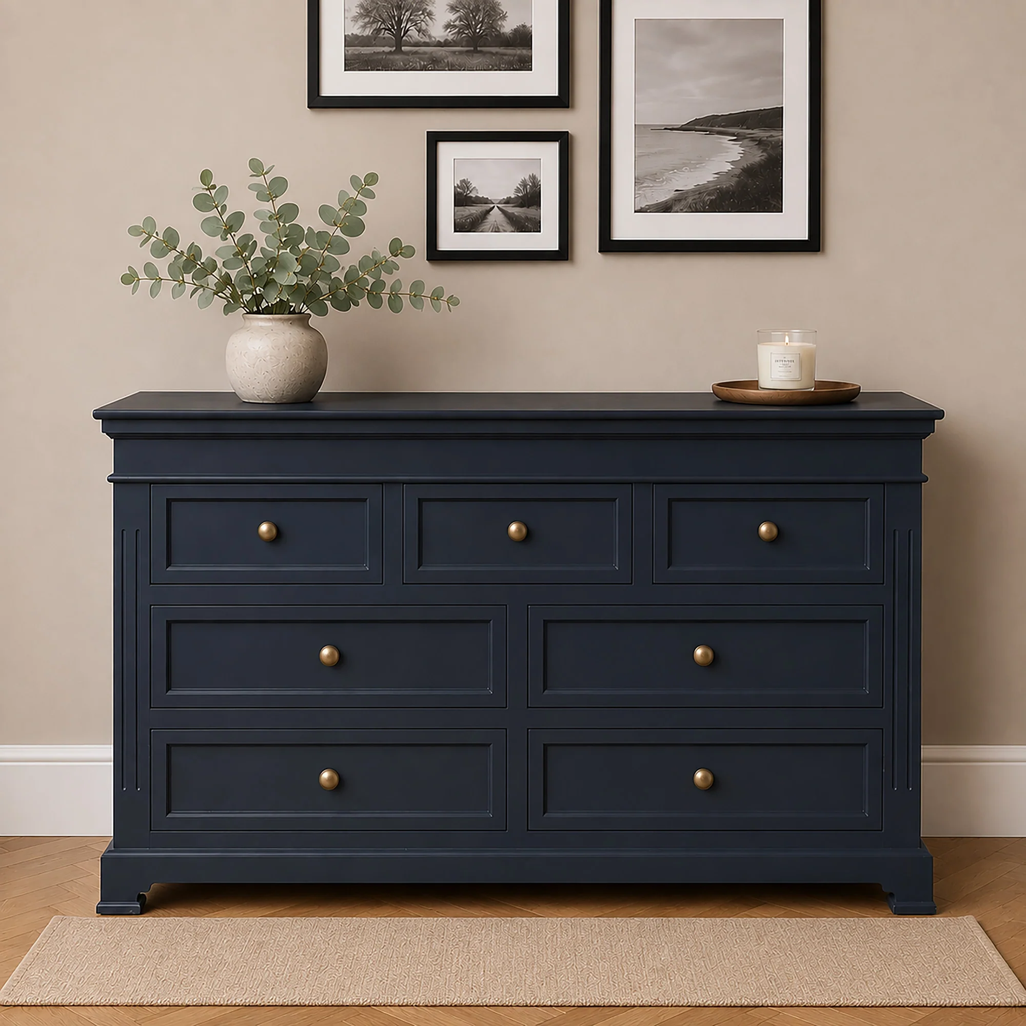 Luxury Large Navy Black 7 Drawer Chest of Drawers – Daventry Navy Black Range Comfortable