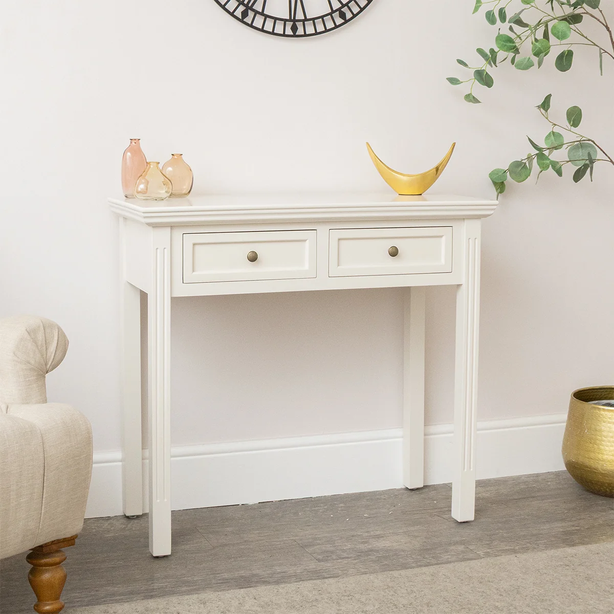 Professional Ivory 2 Drawer Console Dressing Table – Daventry Ivory Range Safe