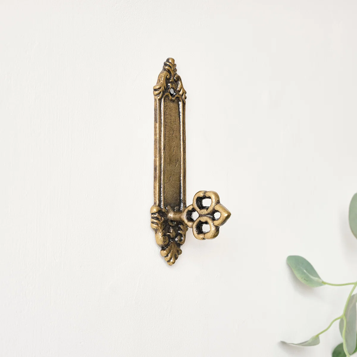 Authentic Antique Brass Gold Door Key Wall Hook Soft