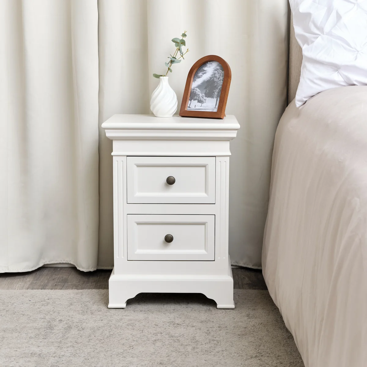 Exceptional Ivory Two Drawer Bedside Table – Daventry Ivory Range Versatile