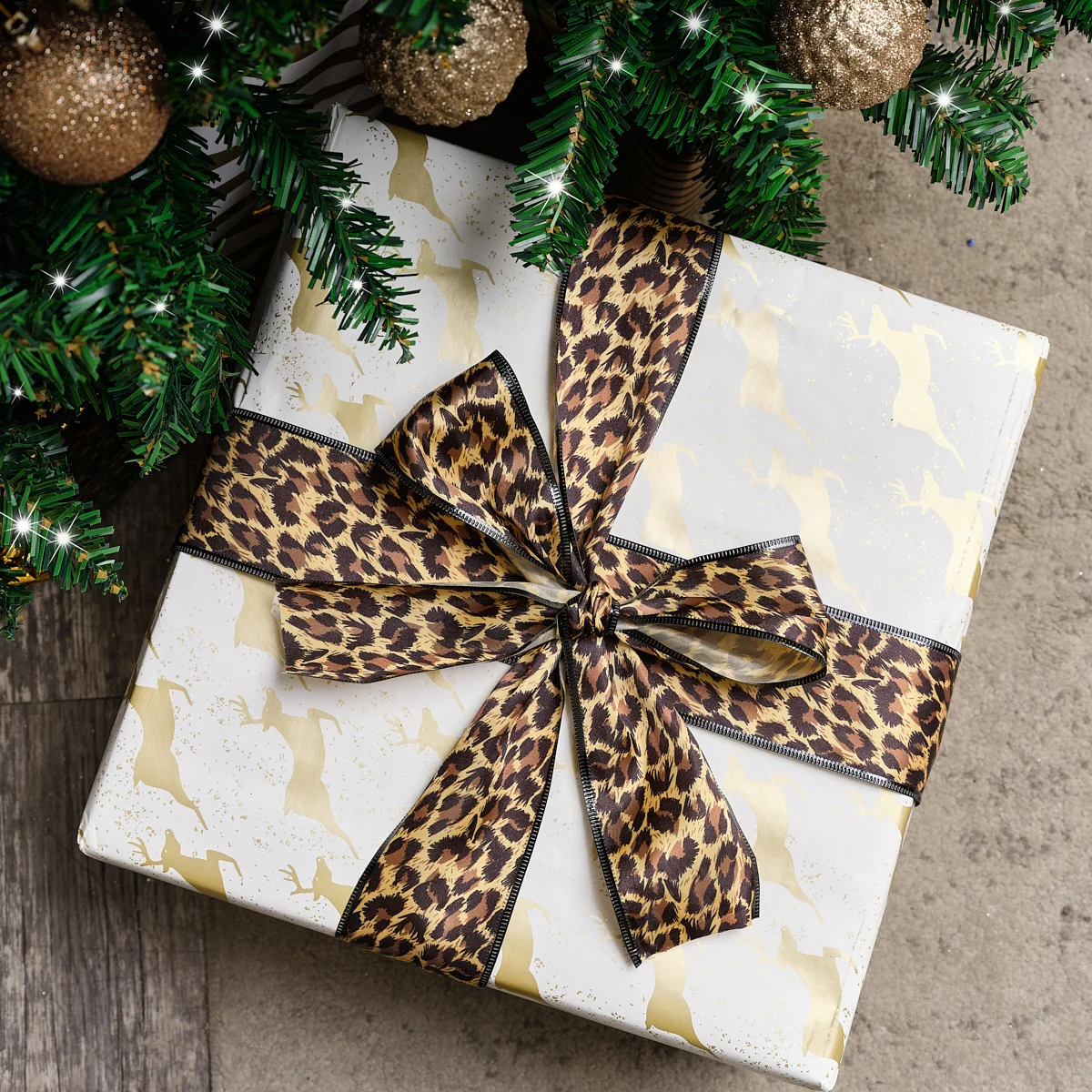 Eco-Friendly Animal Print Christmas Tree Ribbon – 270cm Practical
