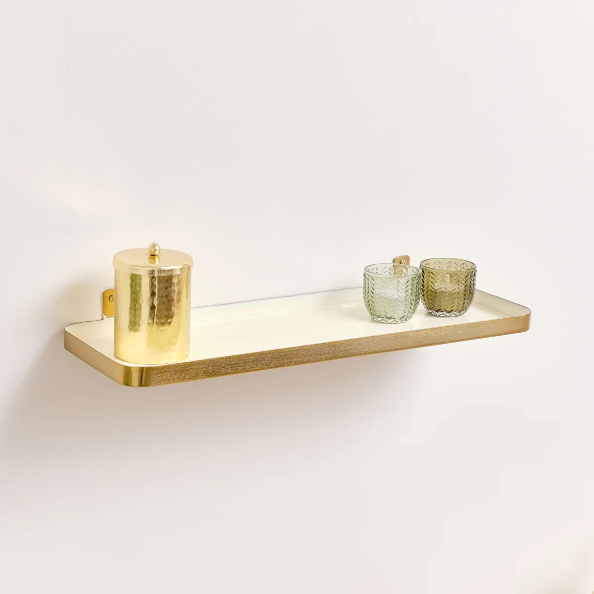 Excellent Gold Ivory Enamelled Metal Wall Shelf – 50cm Specialty