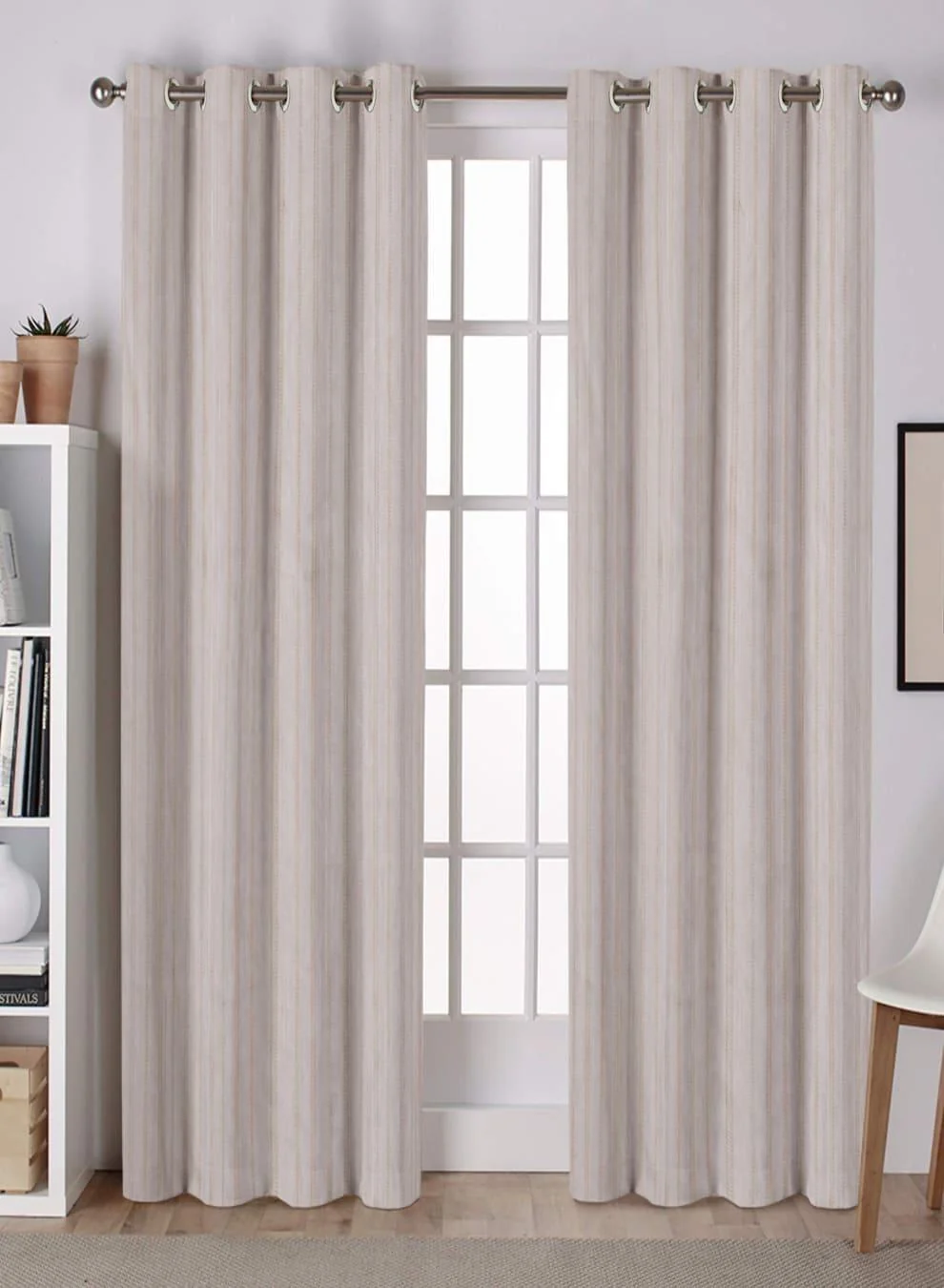 Authentic Lyon Cotton Room Darkening Curtains Subtle Striped Weave Beige Set of 2 Fully CustomizableThe Guide to Measuring and Choosing Curtains Reliable
