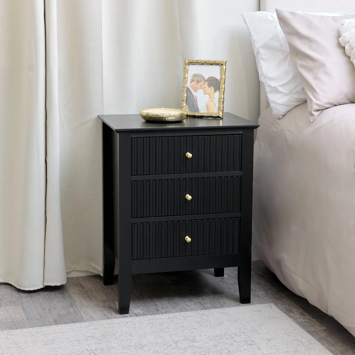 Verified 3 Drawer Bedside Table – Hales Black Range Flexible