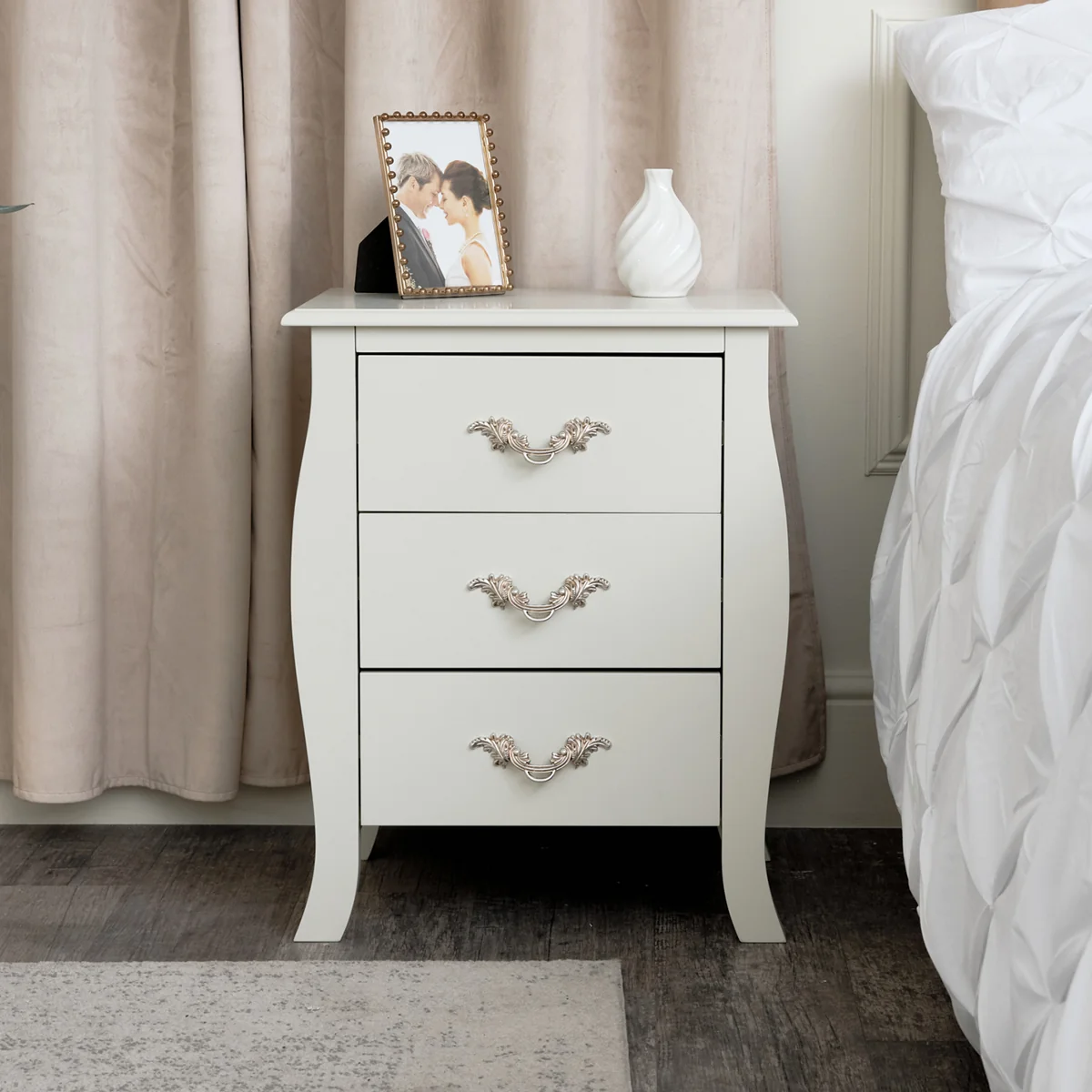 Verified 3 Drawer Bedside Table – Elizabeth Ivory Range Professional