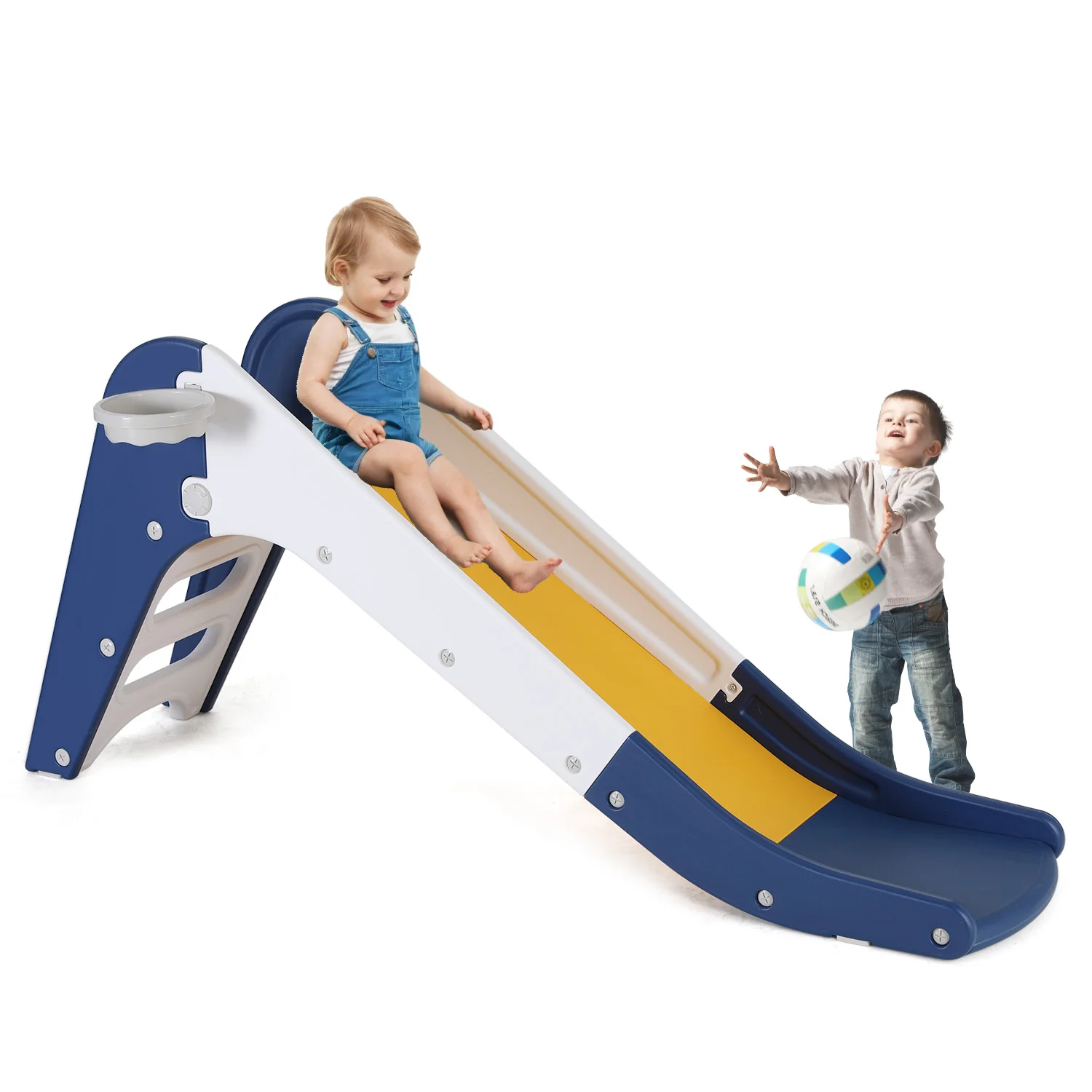 Refined standing Kids Slide Toddler Slide Climber with Basketball Hoopstanding Kids Slide Toddler Slide Climber with Basketball Hoop Stylish