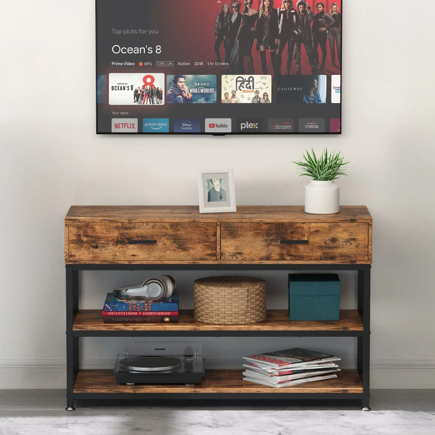 Exclusive 47 Inches TV Stand with Storage Cabinet with Drawers for 55 Inch TV47 Inches TV Stand with Storage Cabinet with Drawers for 55 Inch TV Efficient