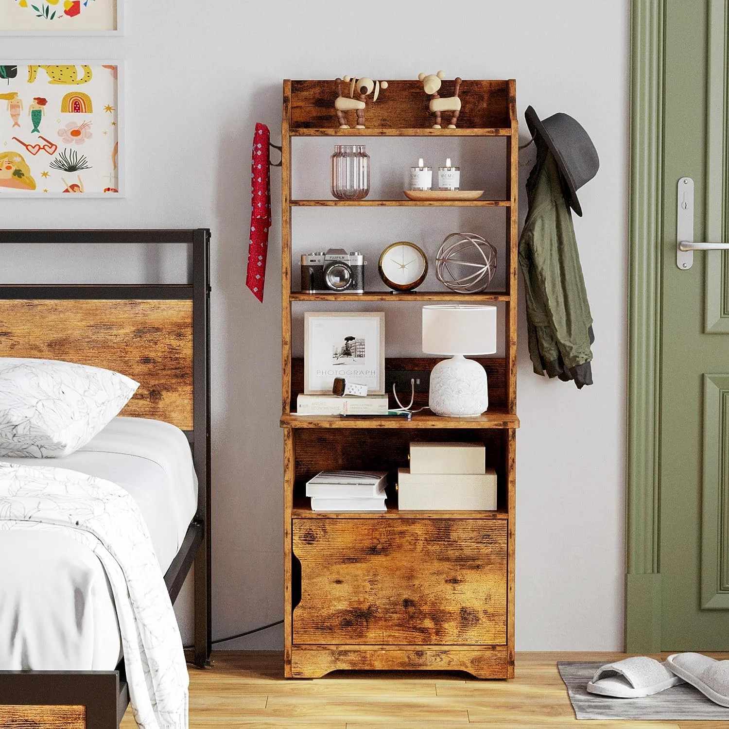 Powerful Nightstand with Charging Station 55 Tall End Side Table Bookshelf with Storage CabinetNightstand with Charging Station 55 Tall End Side Table Bookshelf with Storage Cabinet Consistent