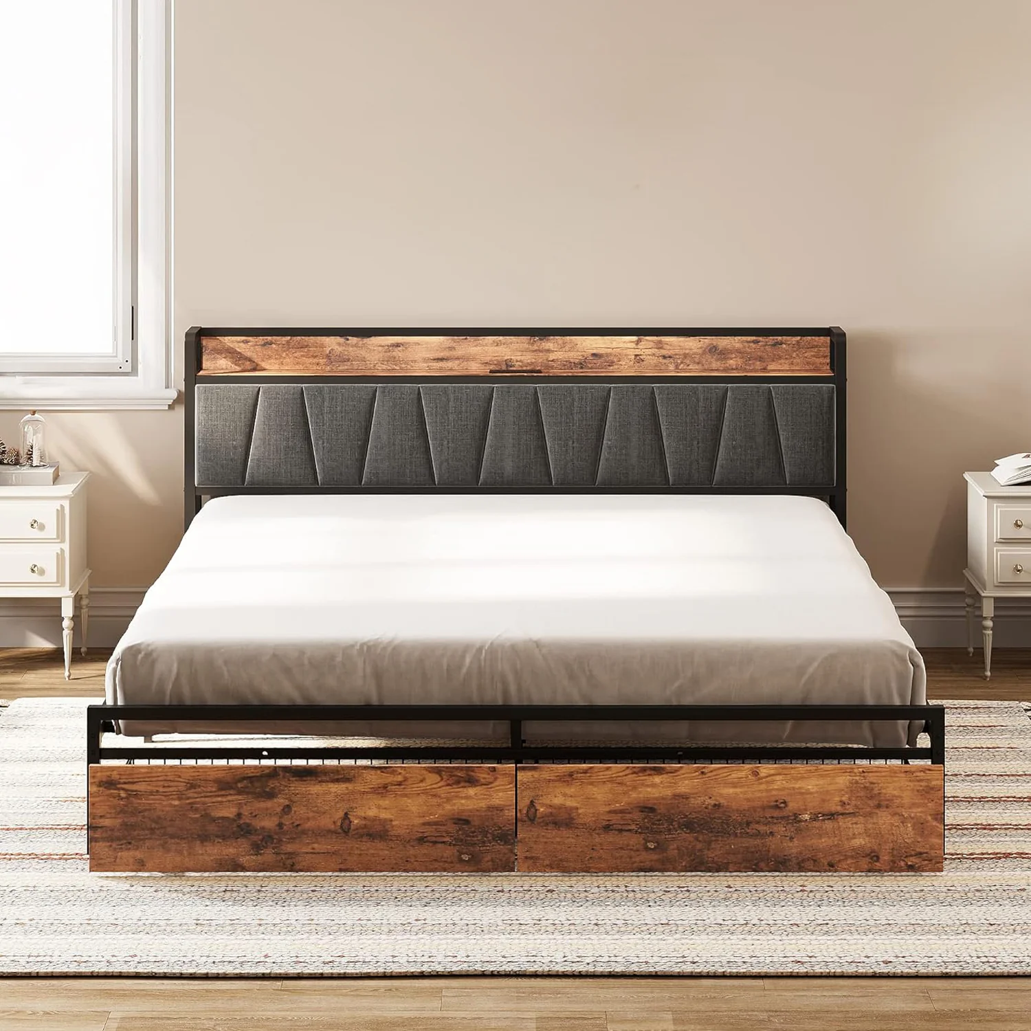 Authentic Platform Bed Frame with Storage Headboard Charging Station and DrawersPlatform Bed Frame with Storage Headboard Charging Station and Drawers Trusted