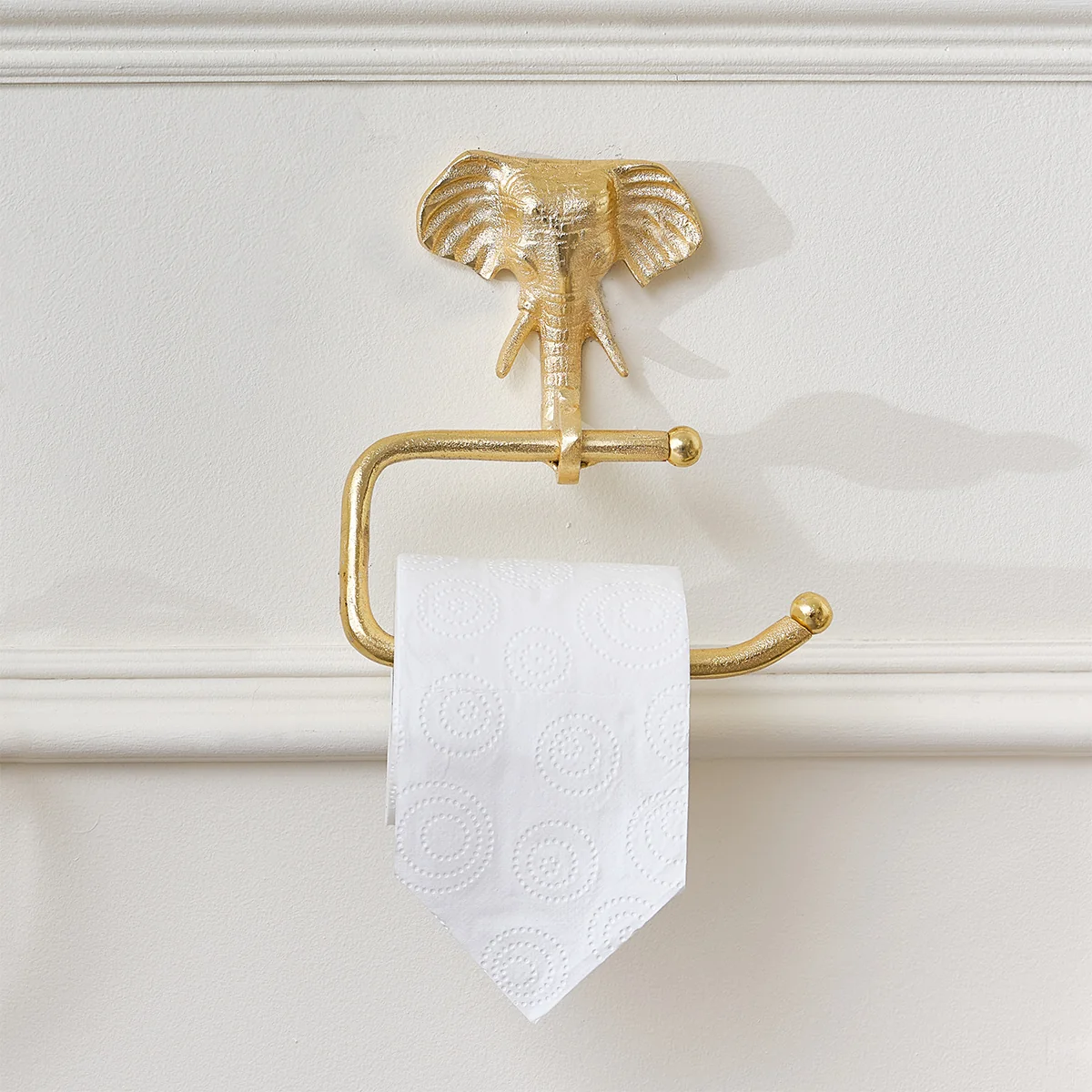 Soft Metallic Gold Elephant Toilet Roll Holder 18cm x 19cm Traditional
