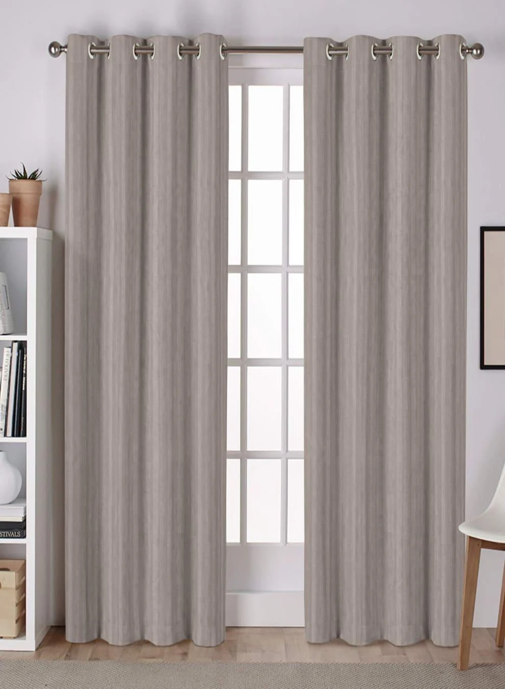 Premium Material Lyon Cotton Room Darkening Curtains Refined Stripe Texture Taupe Gray Set of 2 Fully CustomizableThe Guide to Measuring and Choosing Curtains Relaxed