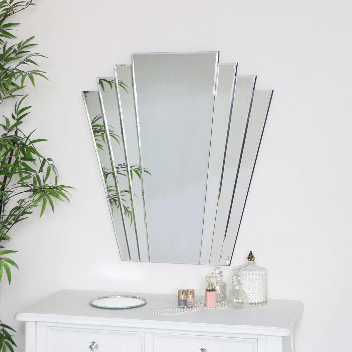 Refined Large Art Deco Fan Frameless Wall Mirror Trusted