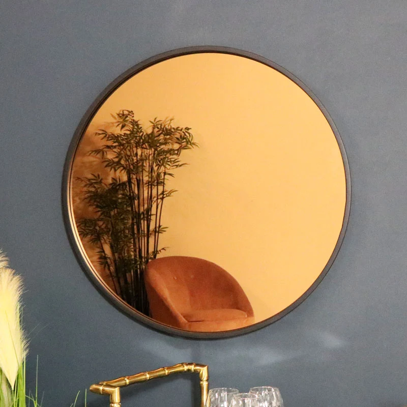 Recyclable Round Smoked Copper Wall Mirror 80cm x 80cm World-Class