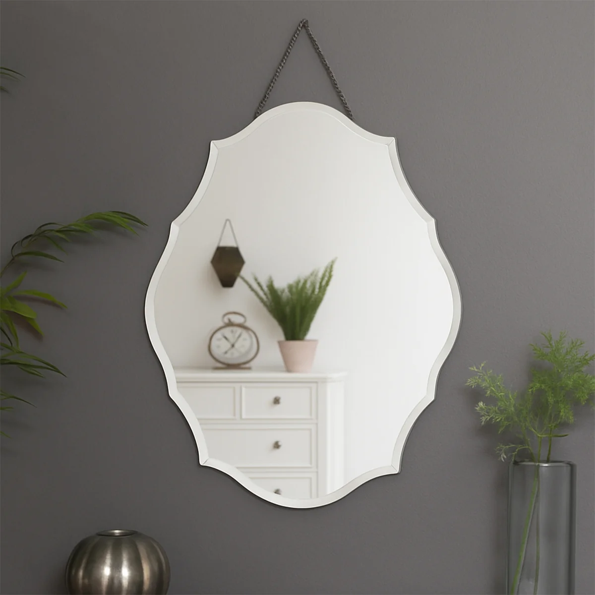 Premium Material Ornate Frameless Bevelled Wall Mirror Enhanced