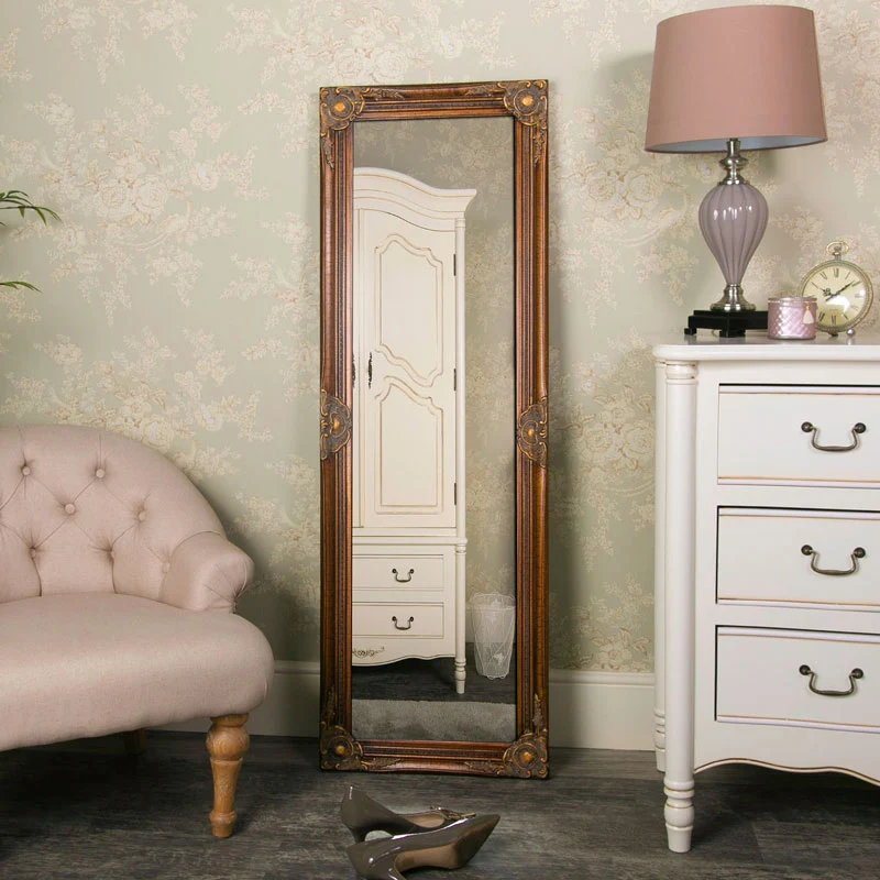 Advanced Tall Gold Wall Mirror 47cm x 142cm Organic