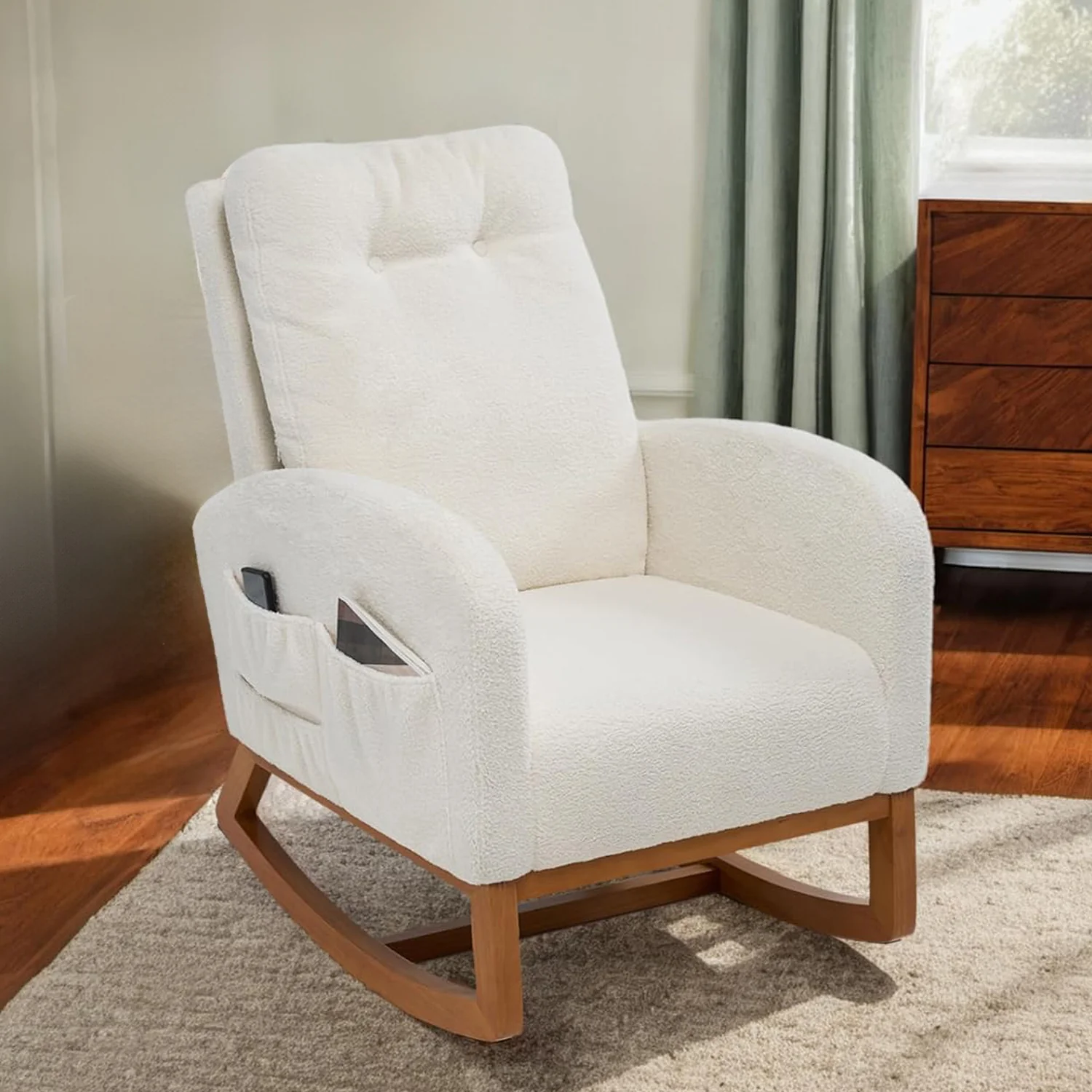 Powerful Rocking Chair for Nursery Armchair with High Back Lounge Chair Suitable for Living Room BedroomRocking Chair for Nursery Armchair with High Back Lounge Chair Suitable for Living Room Bedroom Elegant
