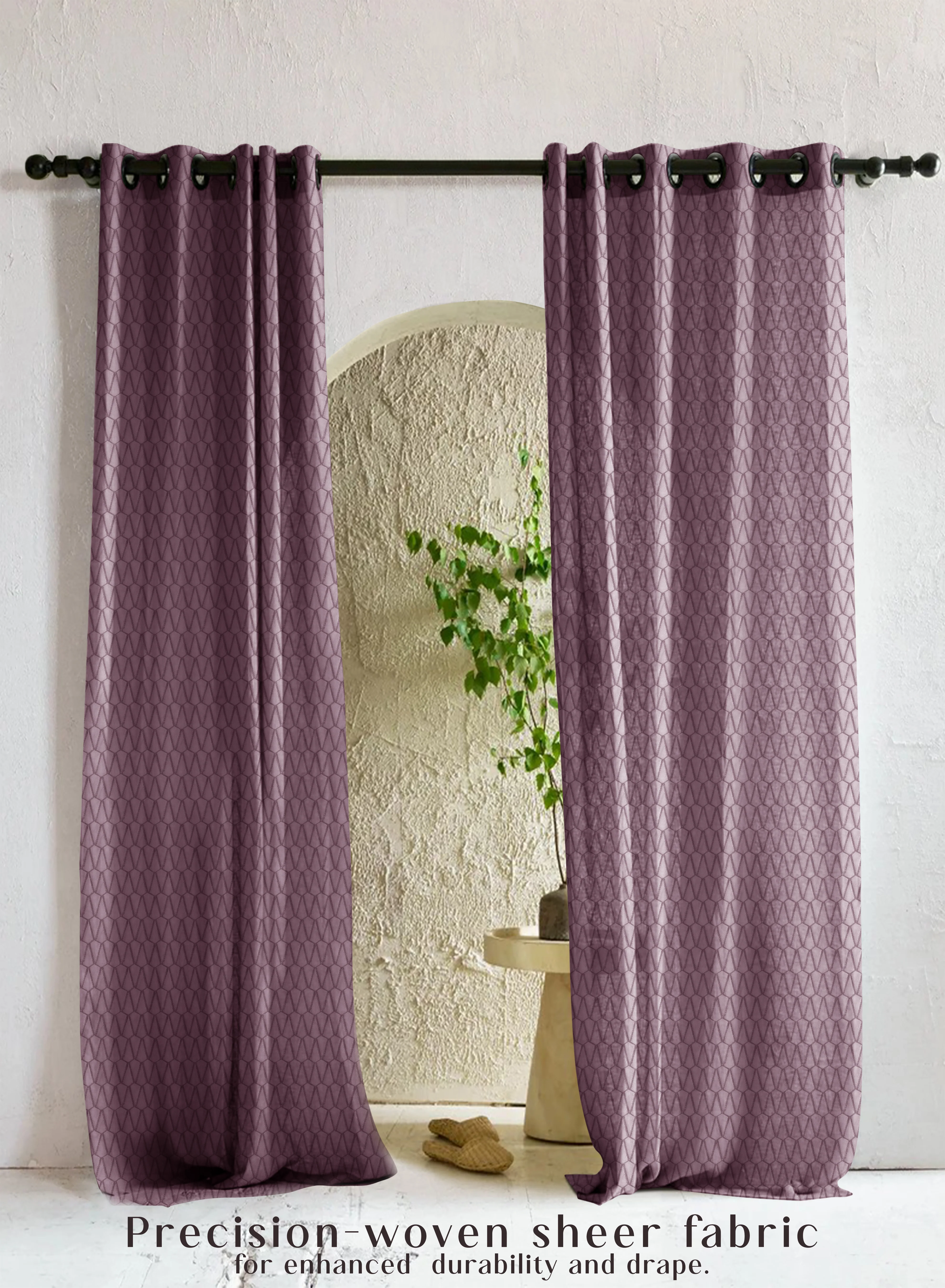 Detailed Elsa Textured Sheer Curtains Modern Aesthetic Soft Light Filter Old Mauve Set of 2 Fully CustomizableThe Guide to Measuring and Choosing Curtains Enhanced